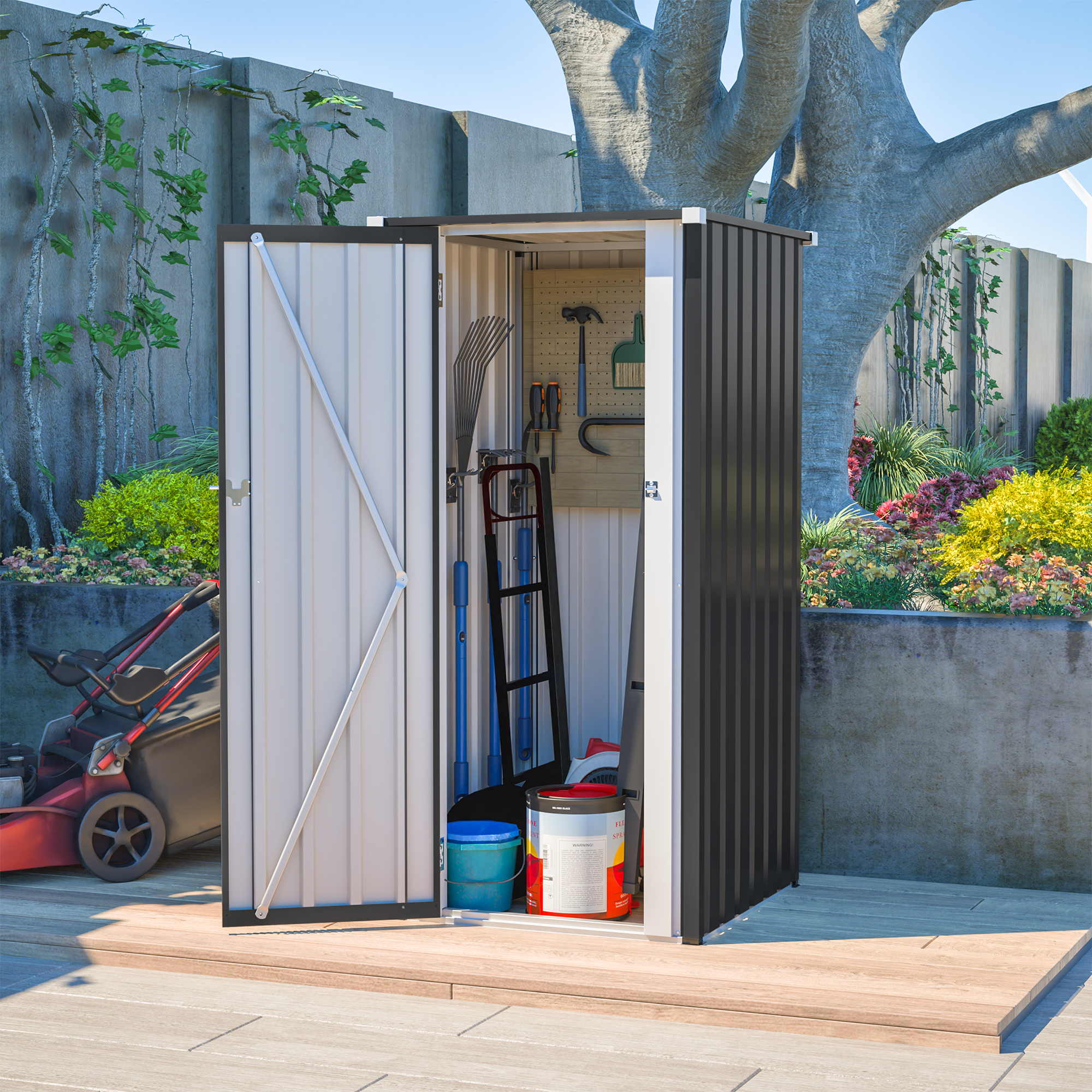 BIRCHTREE Garden Shed Metal Pent Roof Outdoor Storage With Free Foundation New - Picture 32 of 47