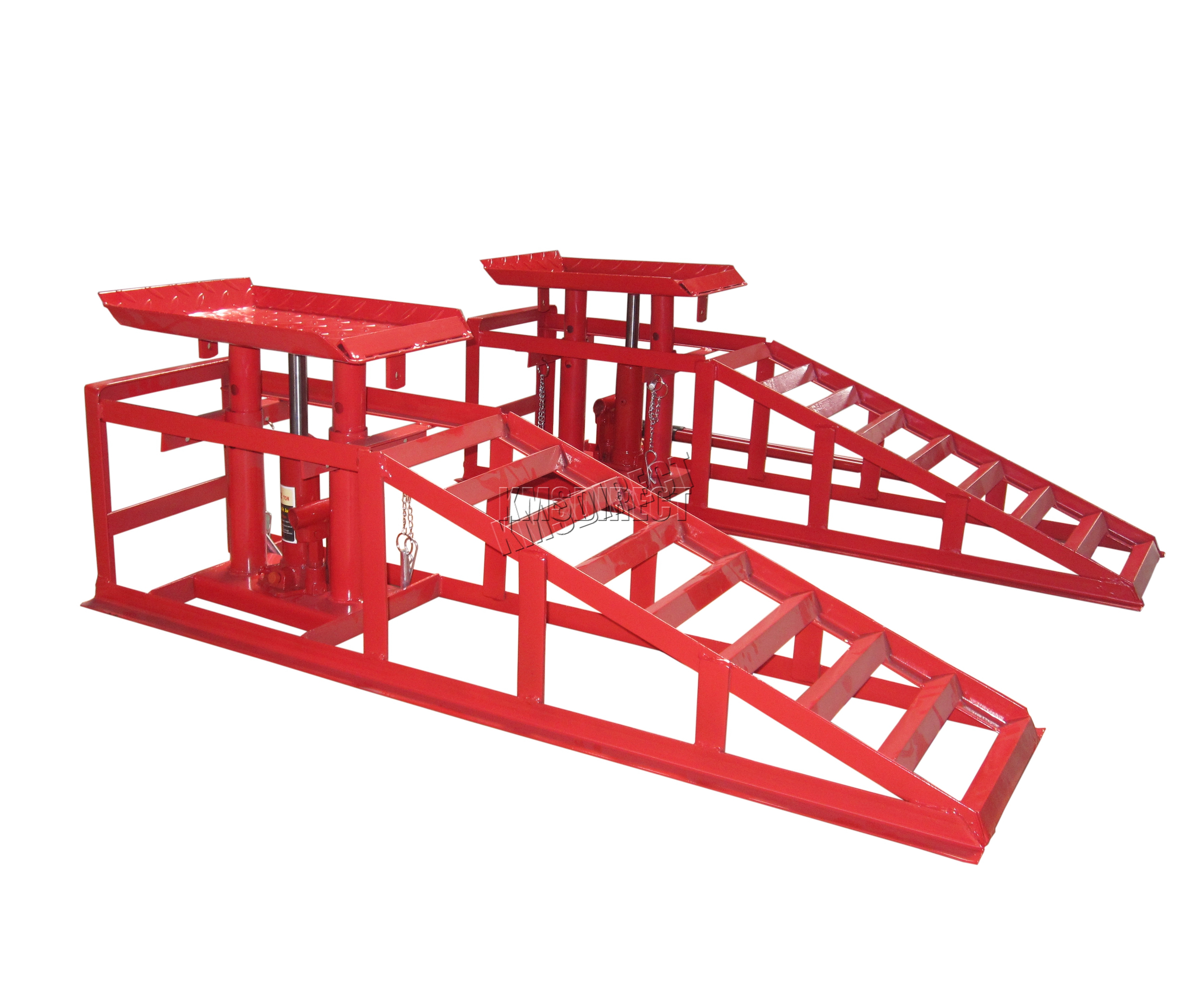 FoxHunter Metal Vehicle Car Ramp Lift With 2 Ton Hydraulic Jack 1Pair Garage Red - Picture 2 of 8