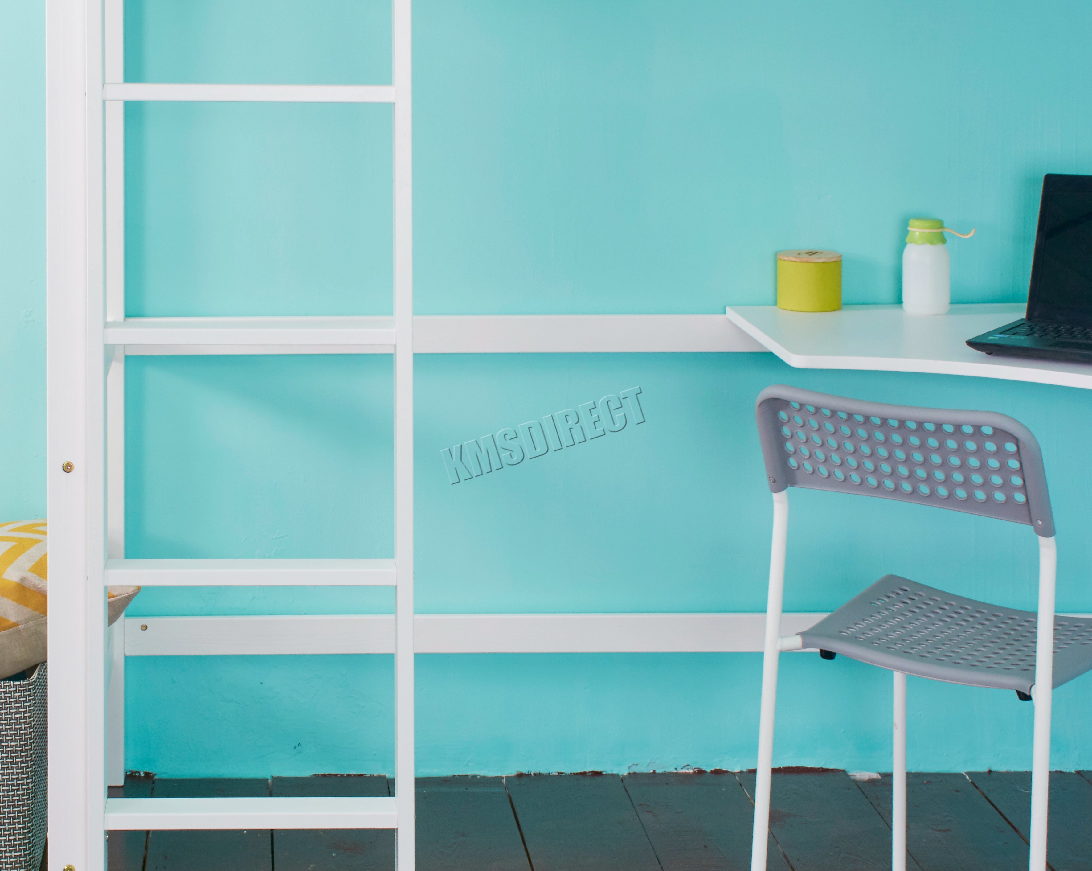 FoxHunter High Sleeper Cabin Wooden Frame Bunk Bed With Desk Kids