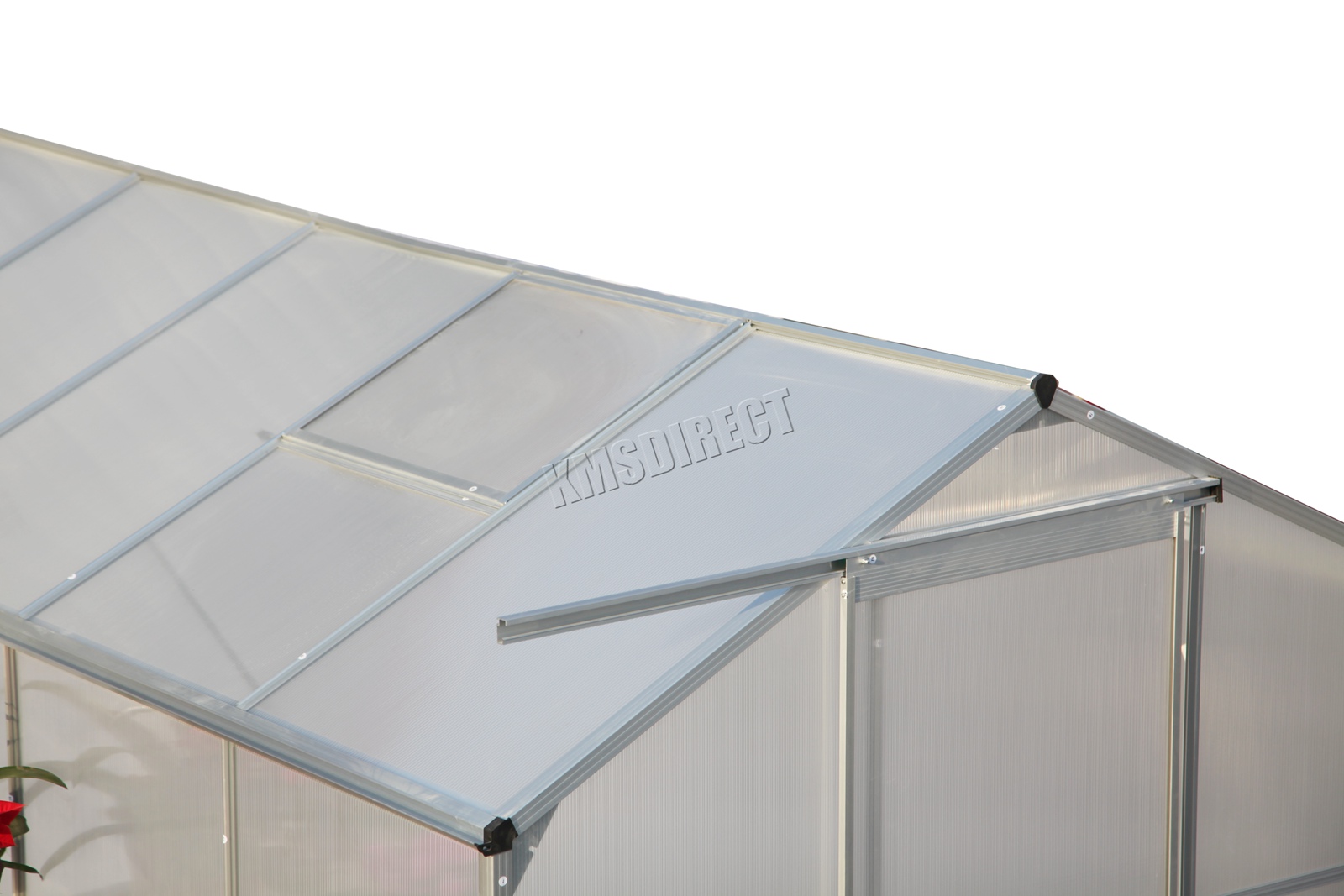 BIRCHTREE Clear Polycarbonate Greenhouse Aluminium With Base Slide Door