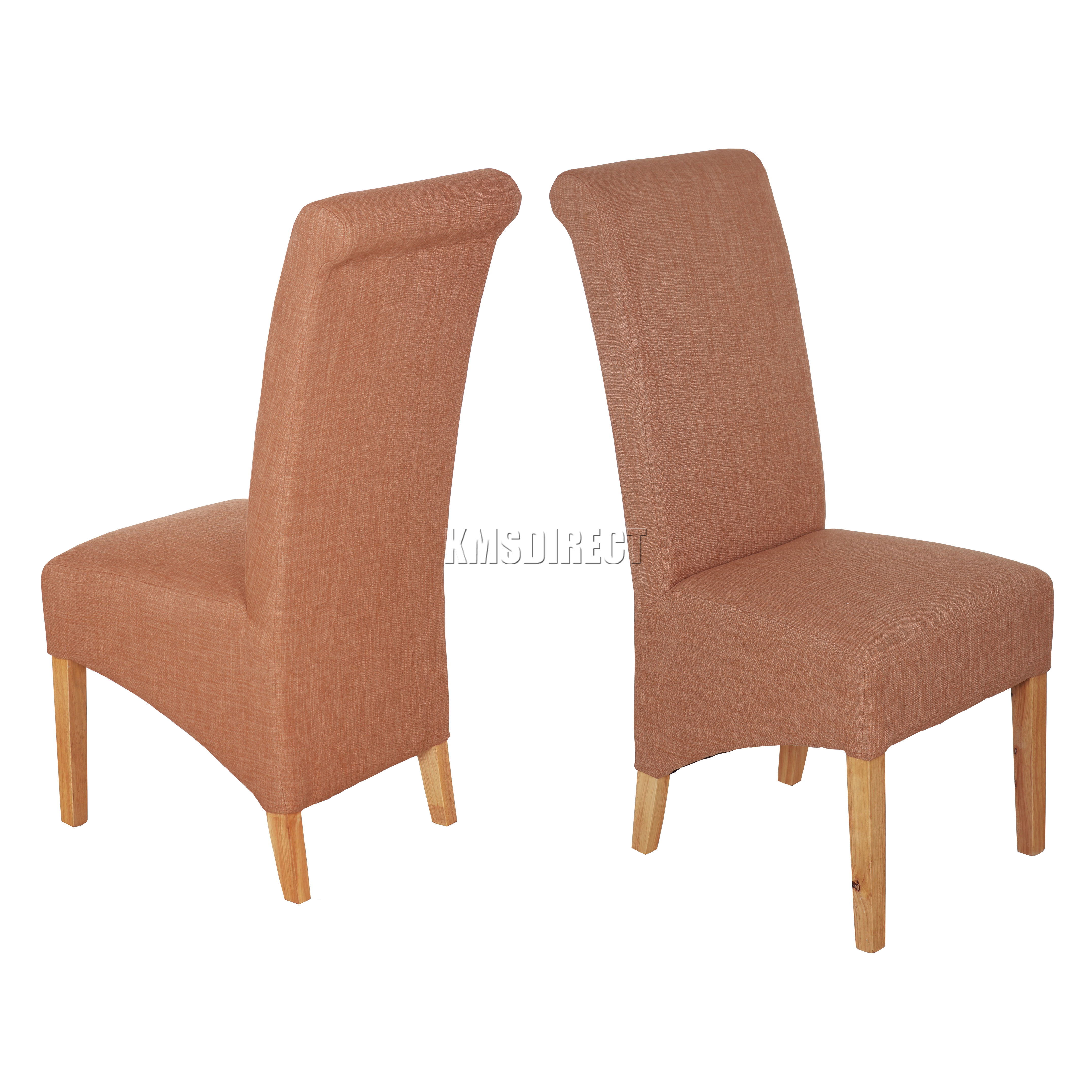 Westwood New Linen Fabric Dining Chairs Roll Top Scroll High Back Westwood New Linen Fabric Dining Chairs Roll Top