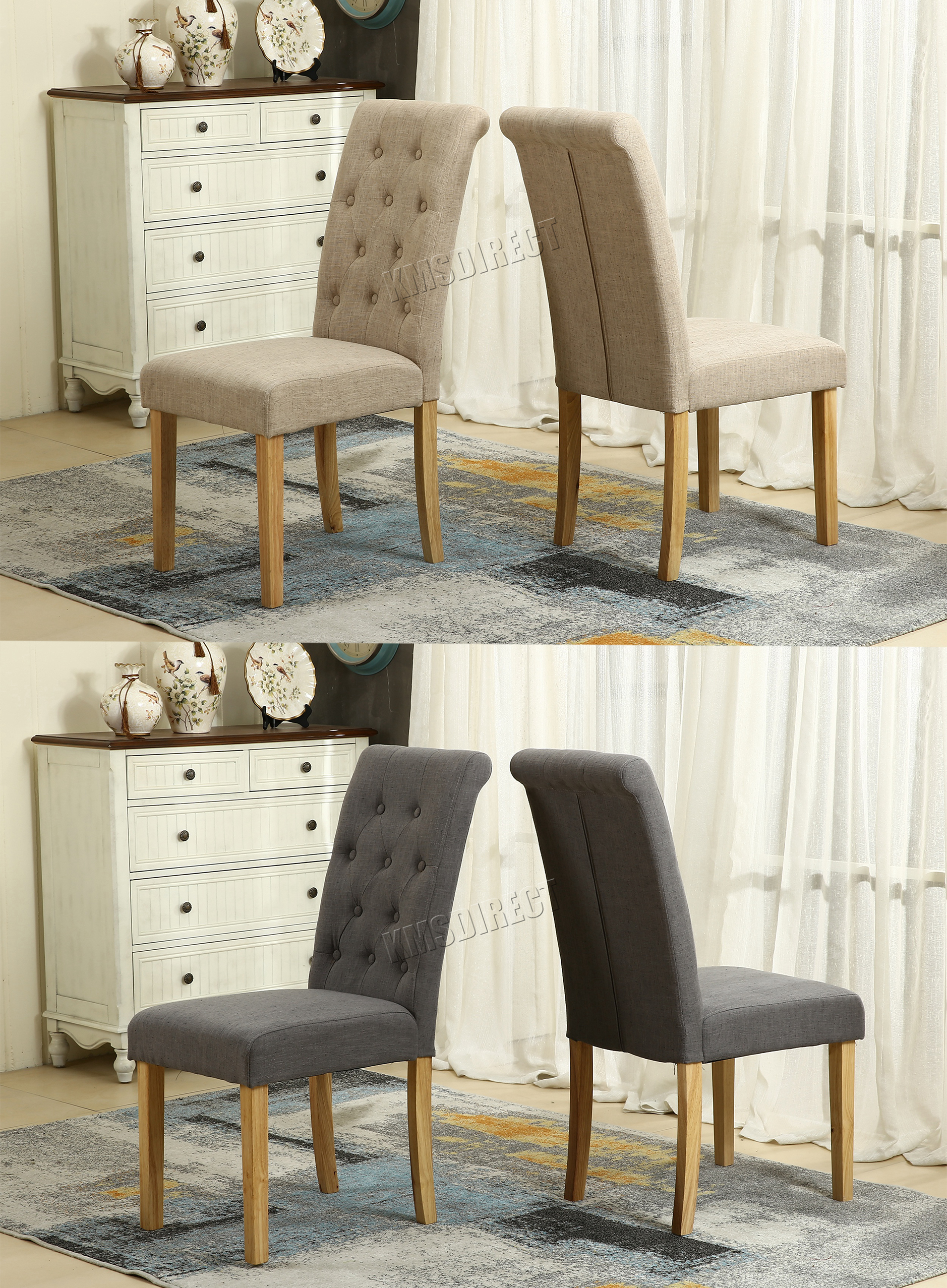 Westwood Linen Fabric Dining Chairs Scroll High Back Office Living Sentinel Westwood Linen Fabric Dining Chairs Scroll High Back Office Living Room Dcf02