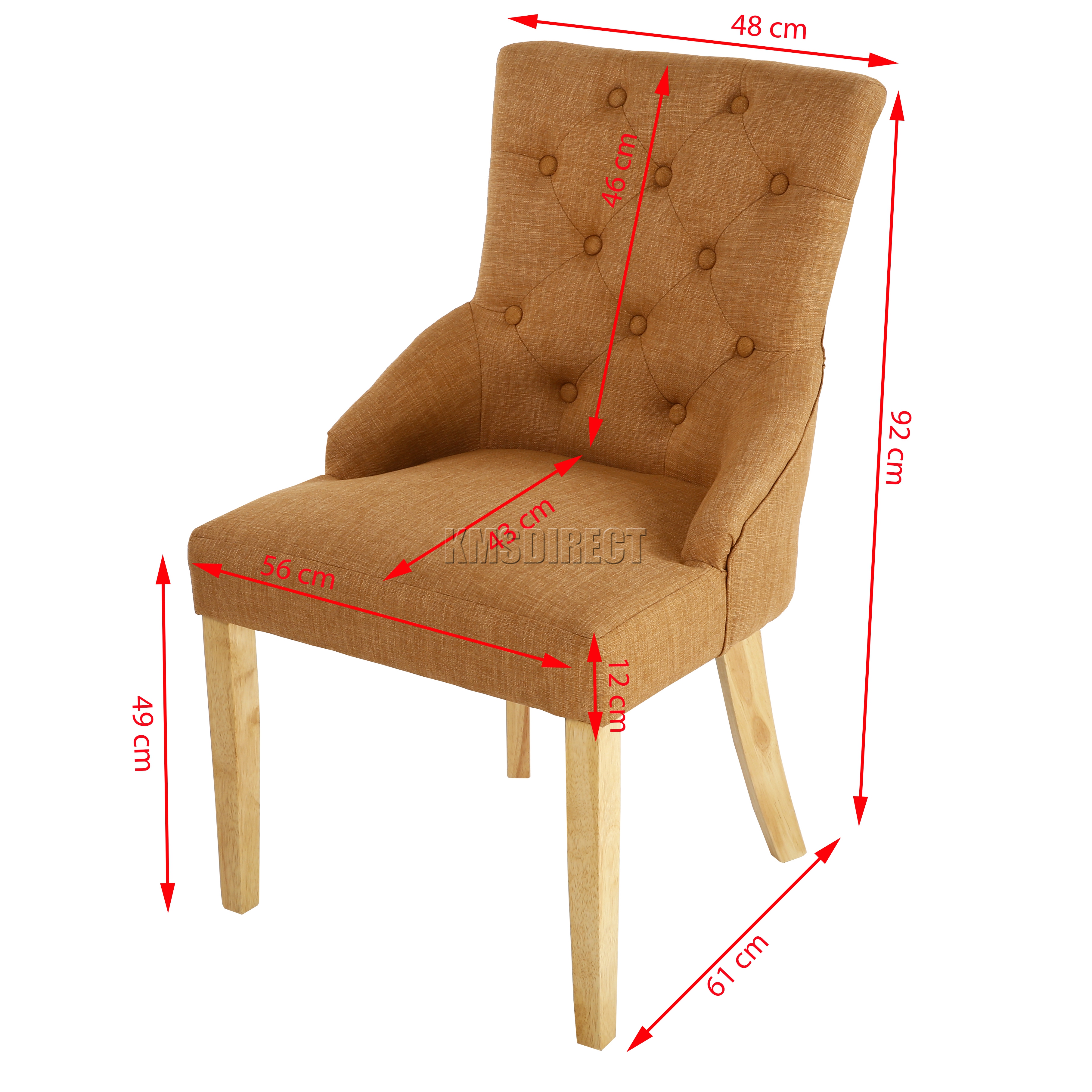 WestWood New Linen Fabric Dining Chairs Scoop Button Back Office Lounge