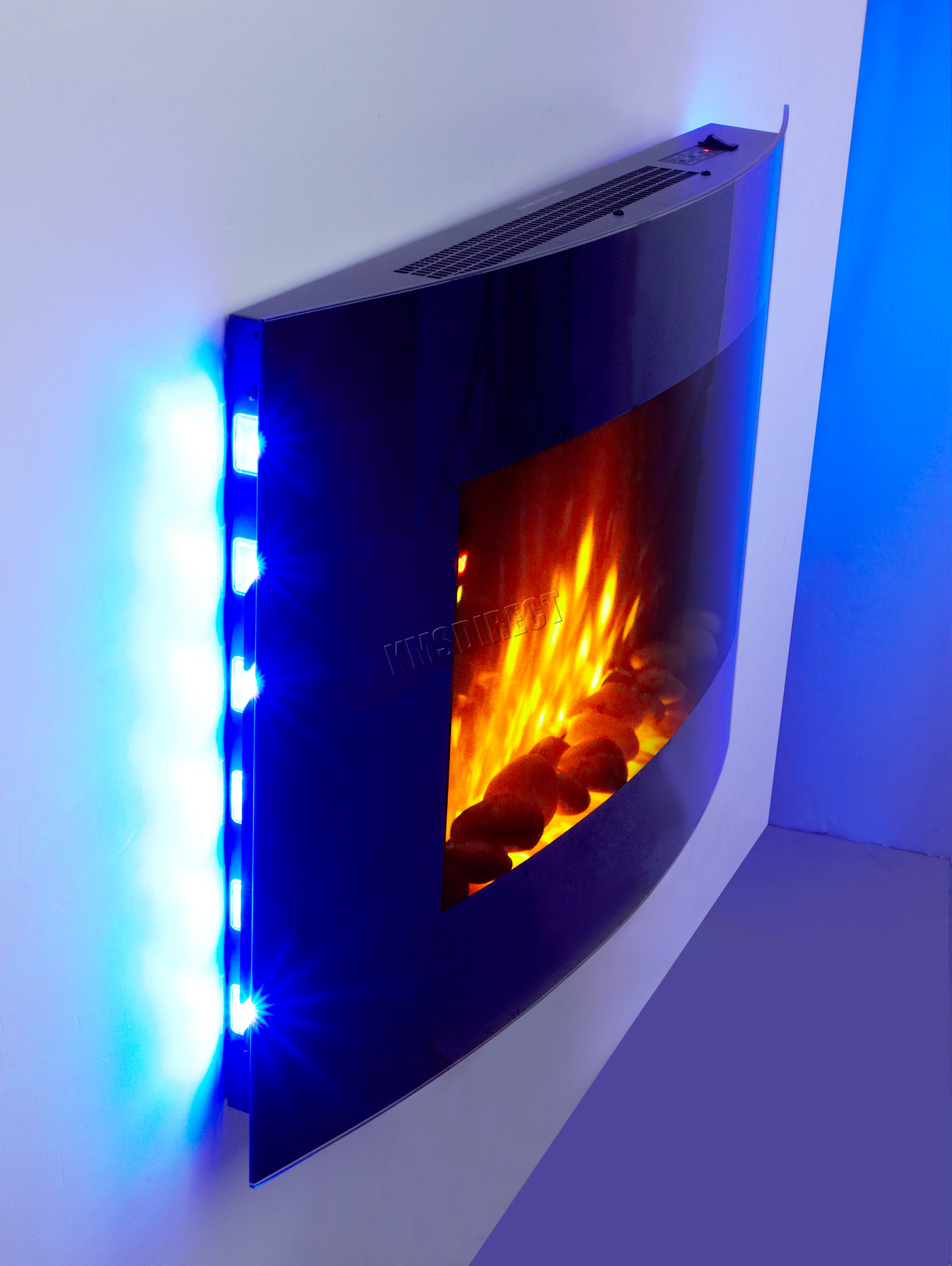 Wall Mounted Electric Fireplace Glass Heater Fire Remote Control LED Backlit New - Picture 27 of 43