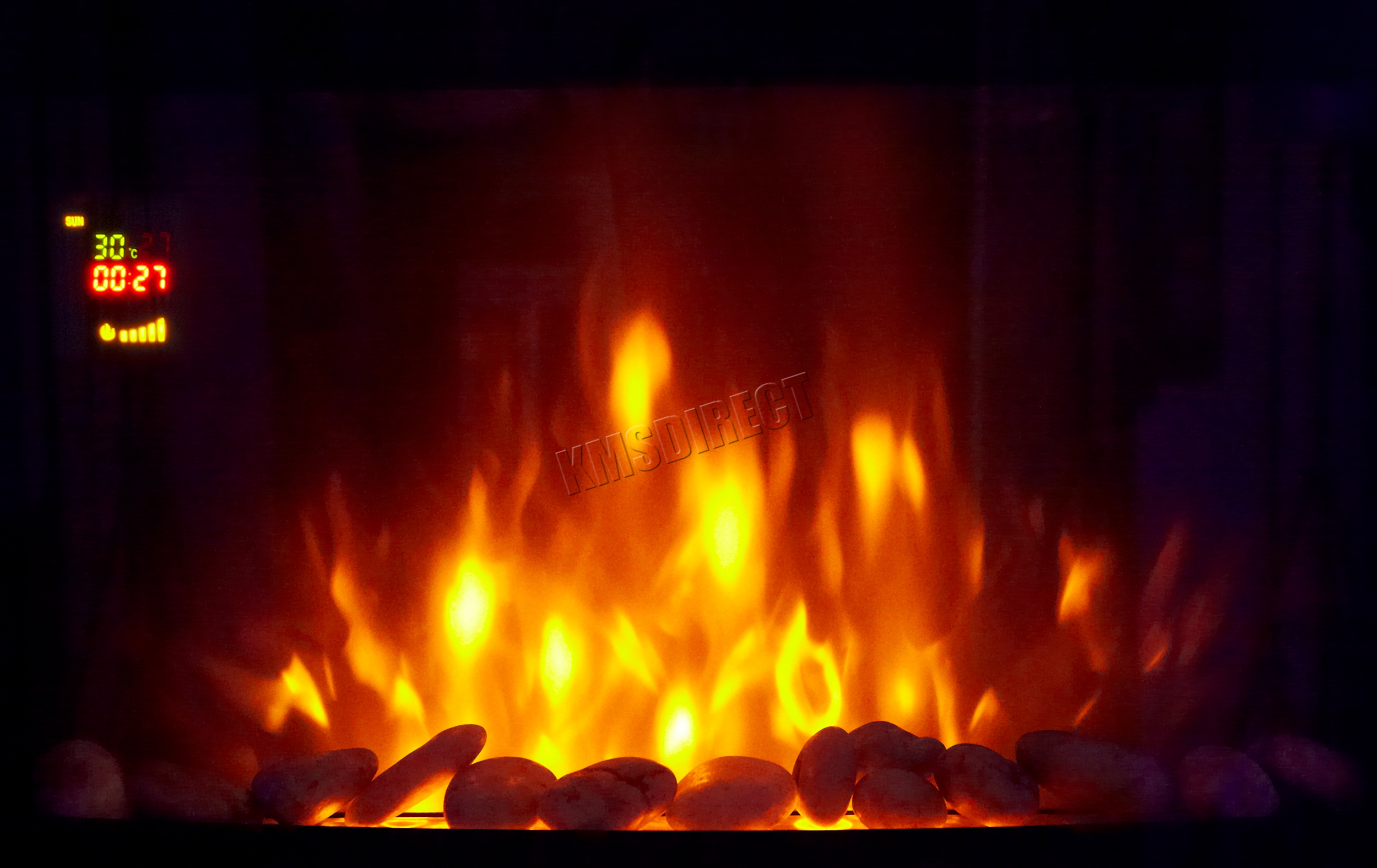 Wall Mounted Electric Fireplace Glass Heater Fire Remote Control LED Backlit New - Picture 28 of 43