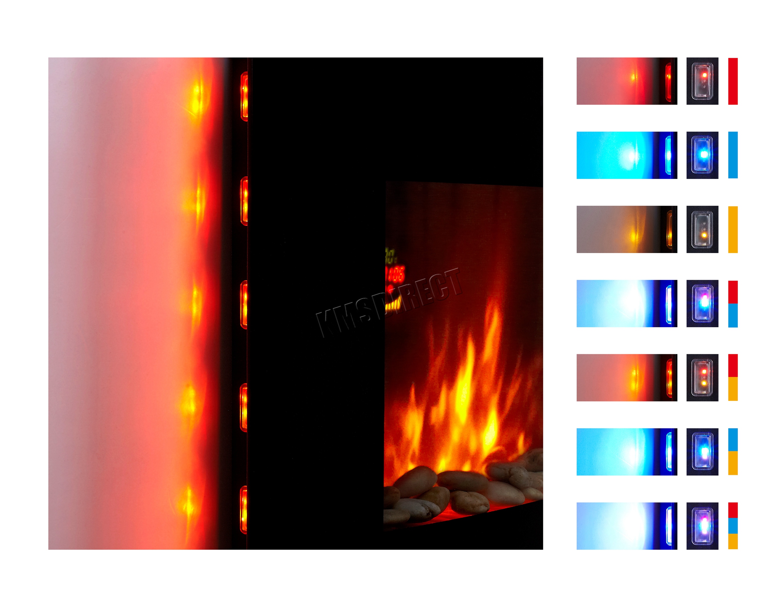 Wall Mounted Electric Fireplace Glass Heater Fire Remote Control LED Backlit New - Picture 34 of 43