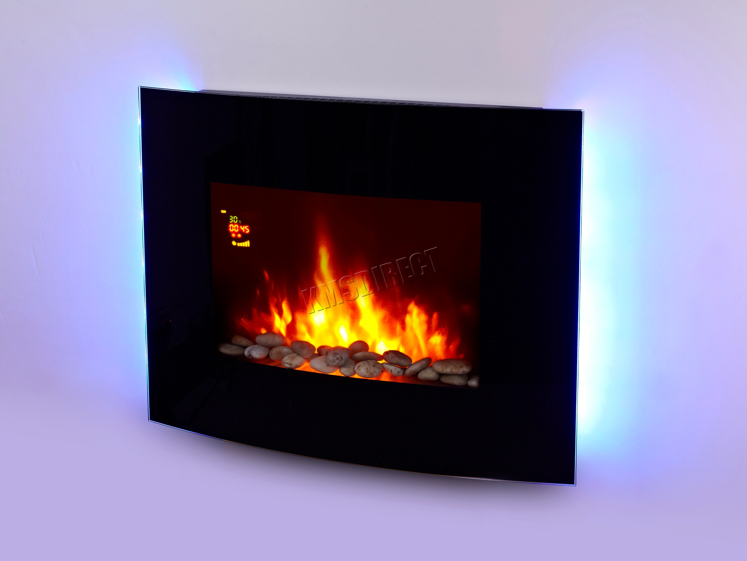 Wall Mounted Electric Fireplace Glass Heater Fire Remote Control LED Backlit New - Picture 14 of 43
