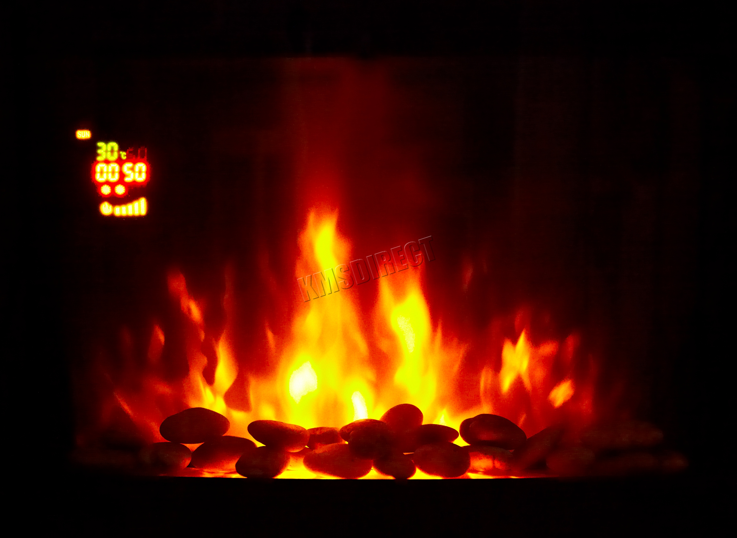 Wall Mounted Electric Fireplace Glass Heater Fire Remote Control LED Backlit New - Picture 20 of 43
