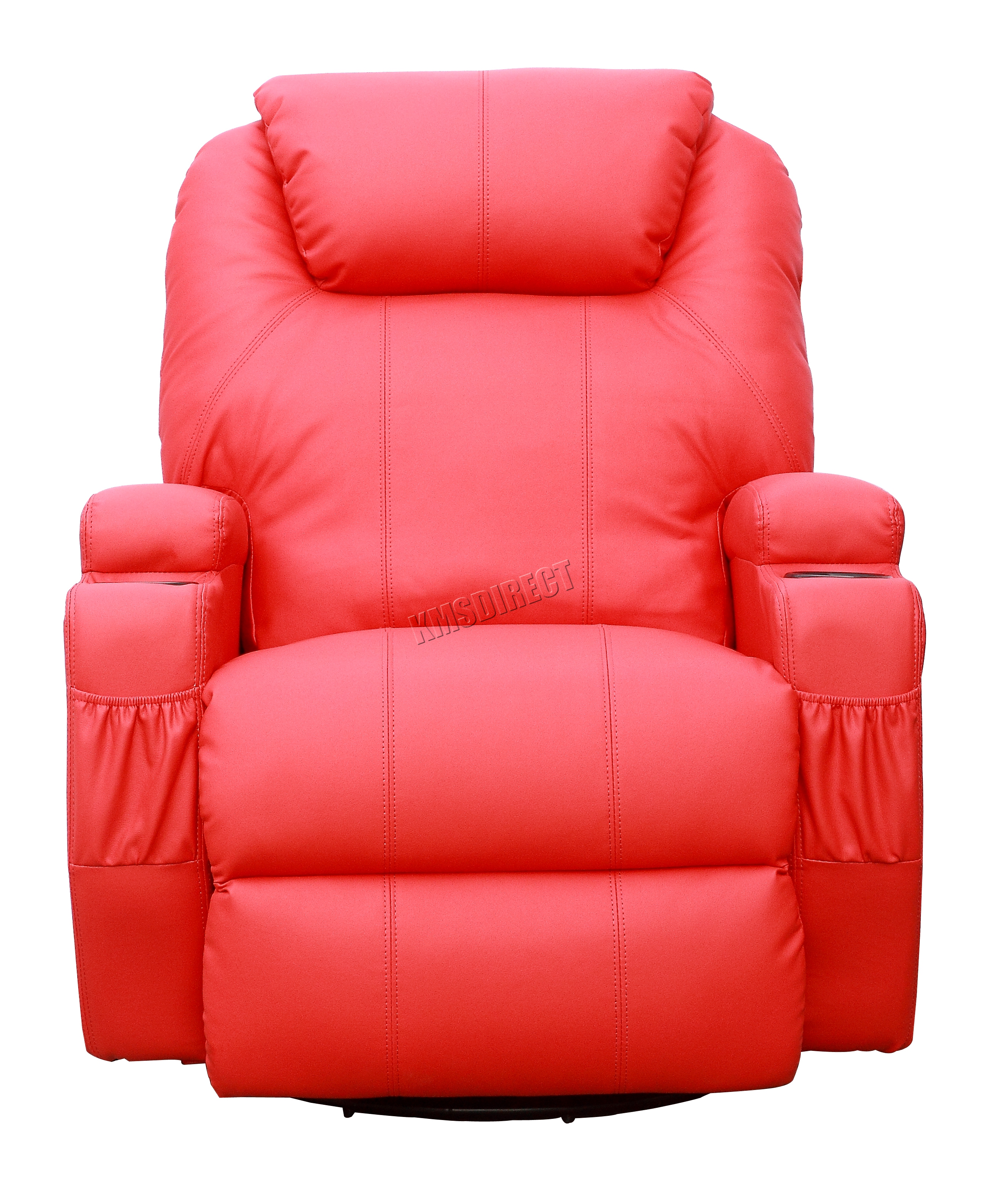 Sentinel FoxHunter Red Bonded Leather Massage Cinema Recliner Sofa Chair Swivel Rocking