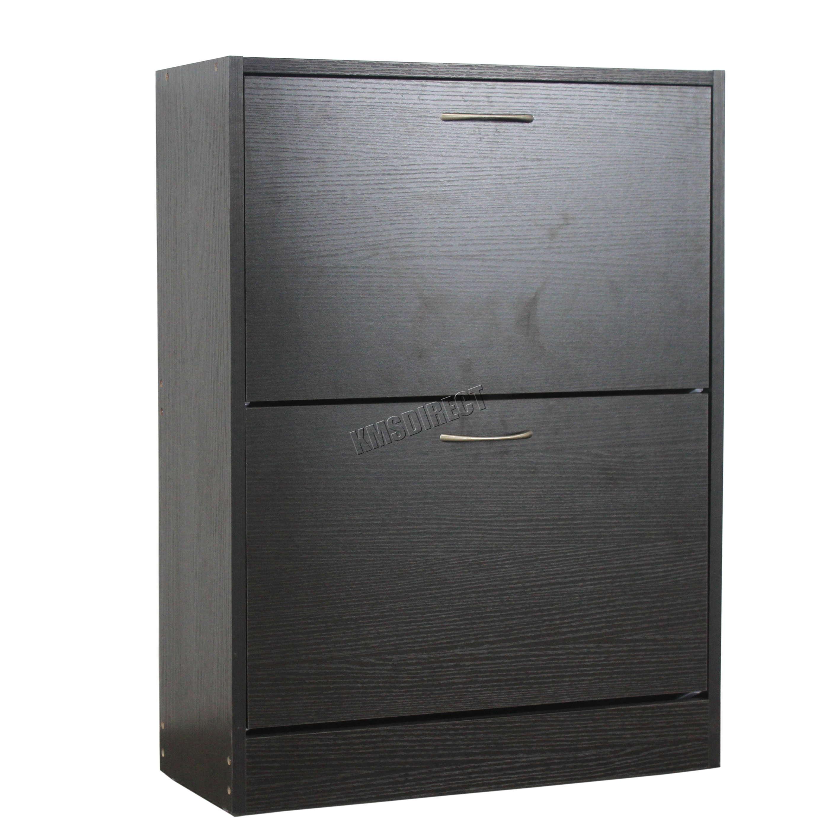 FoxHunter Wooden Shoe Storage 2 Drawer Footwear Stand Rack Unit