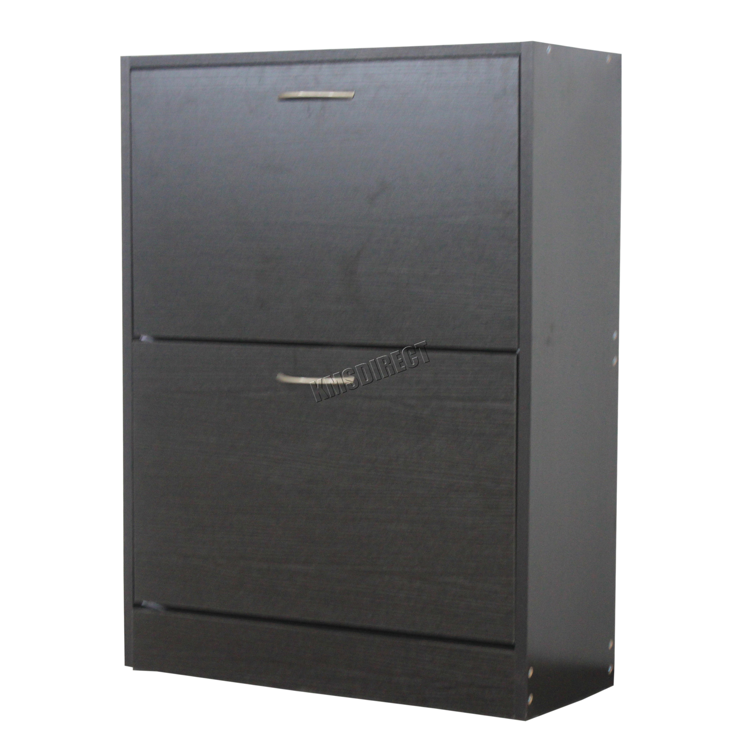 FoxHunter Wooden Shoe Storage 2 Drawer Footwear Stand Rack Unit