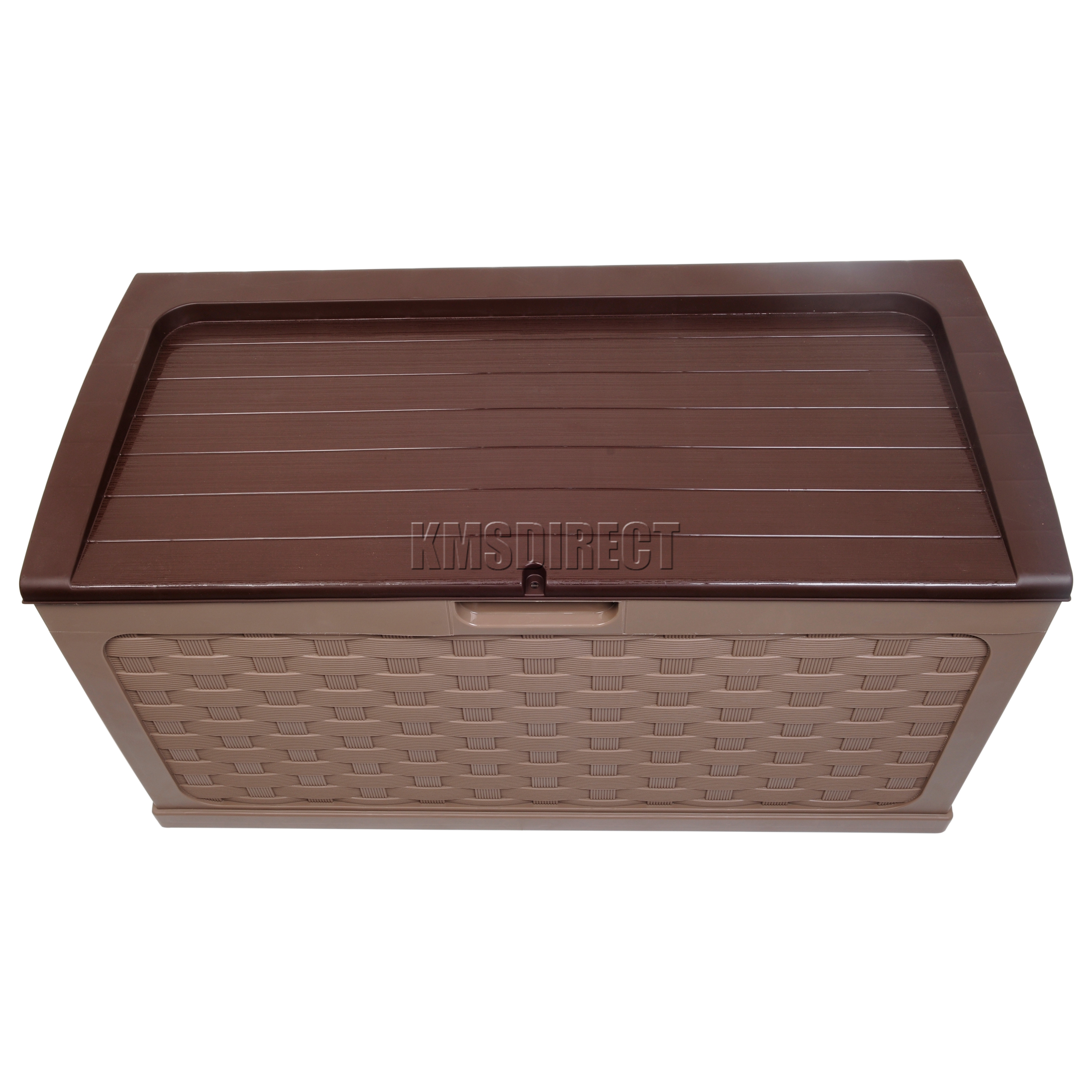 Starplast Garden Rattan Style Plastic Storage Chest Shed Box SitOn Lid