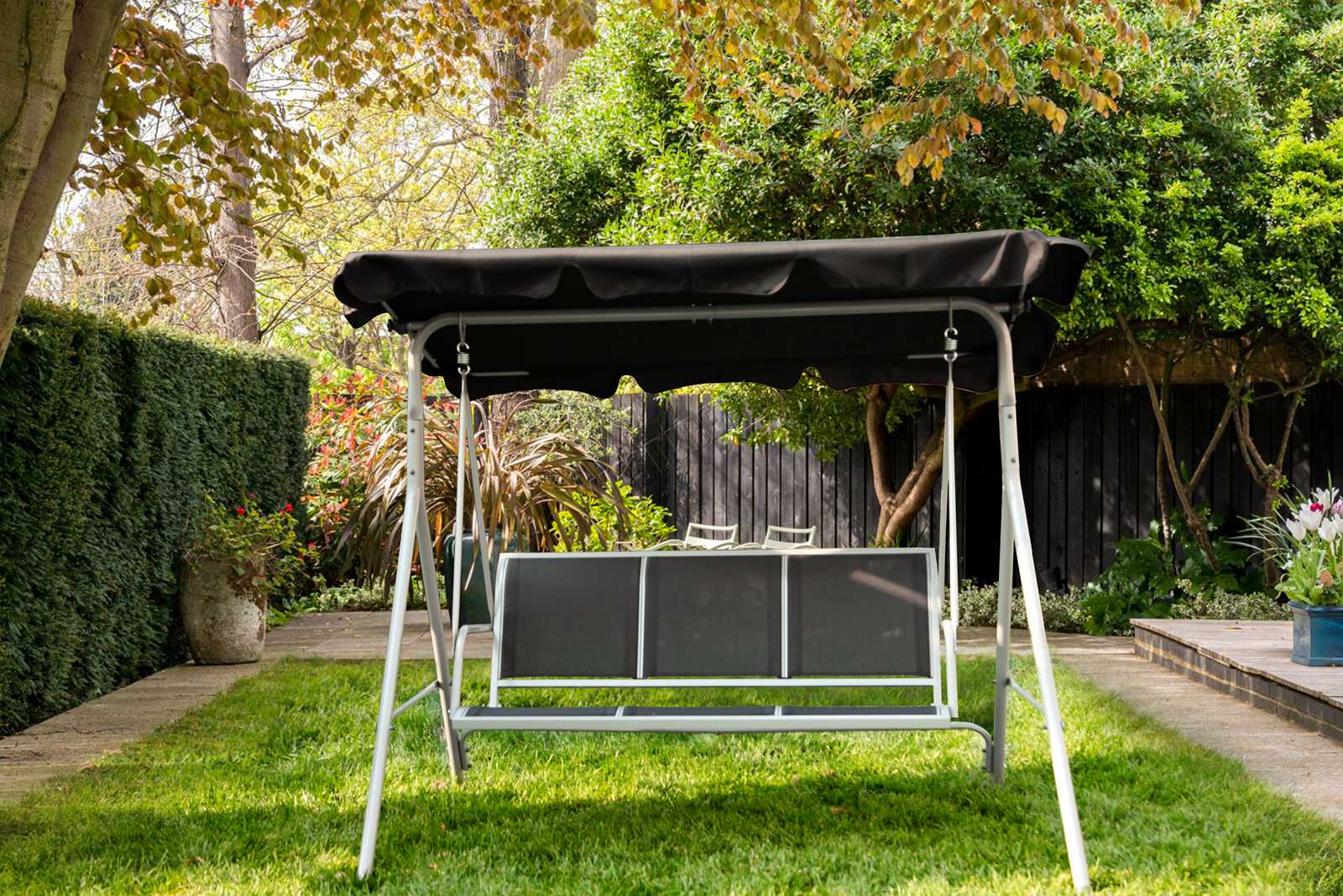WestWood Garden Metal Swing Hammock 3 Seater Chair Bench Outdoor Shelter SC08 eBay