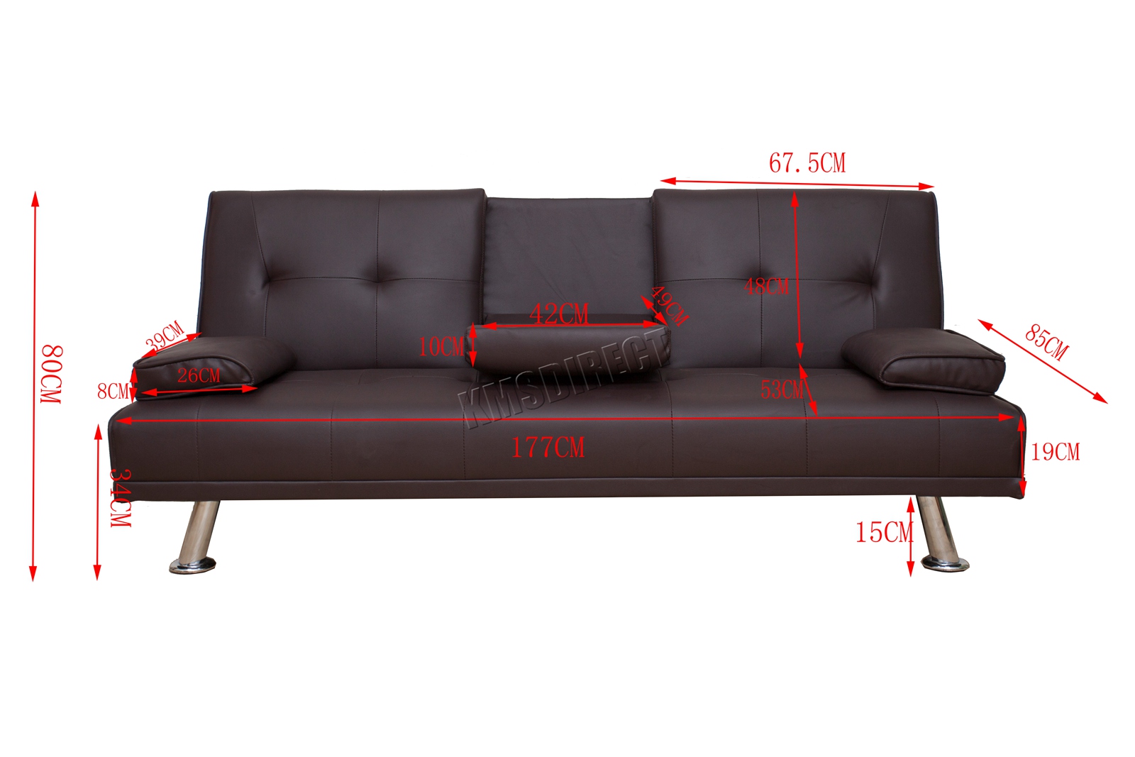 WestWood Faux Leather Manhattan Sofa Bed recliner 3 Seater Modern