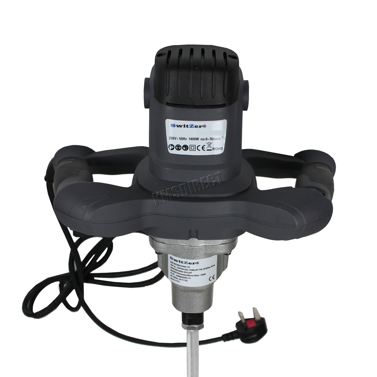 SwitZer 1400W Electric Plastering Plaster Stirrer Single Paddle Mortar