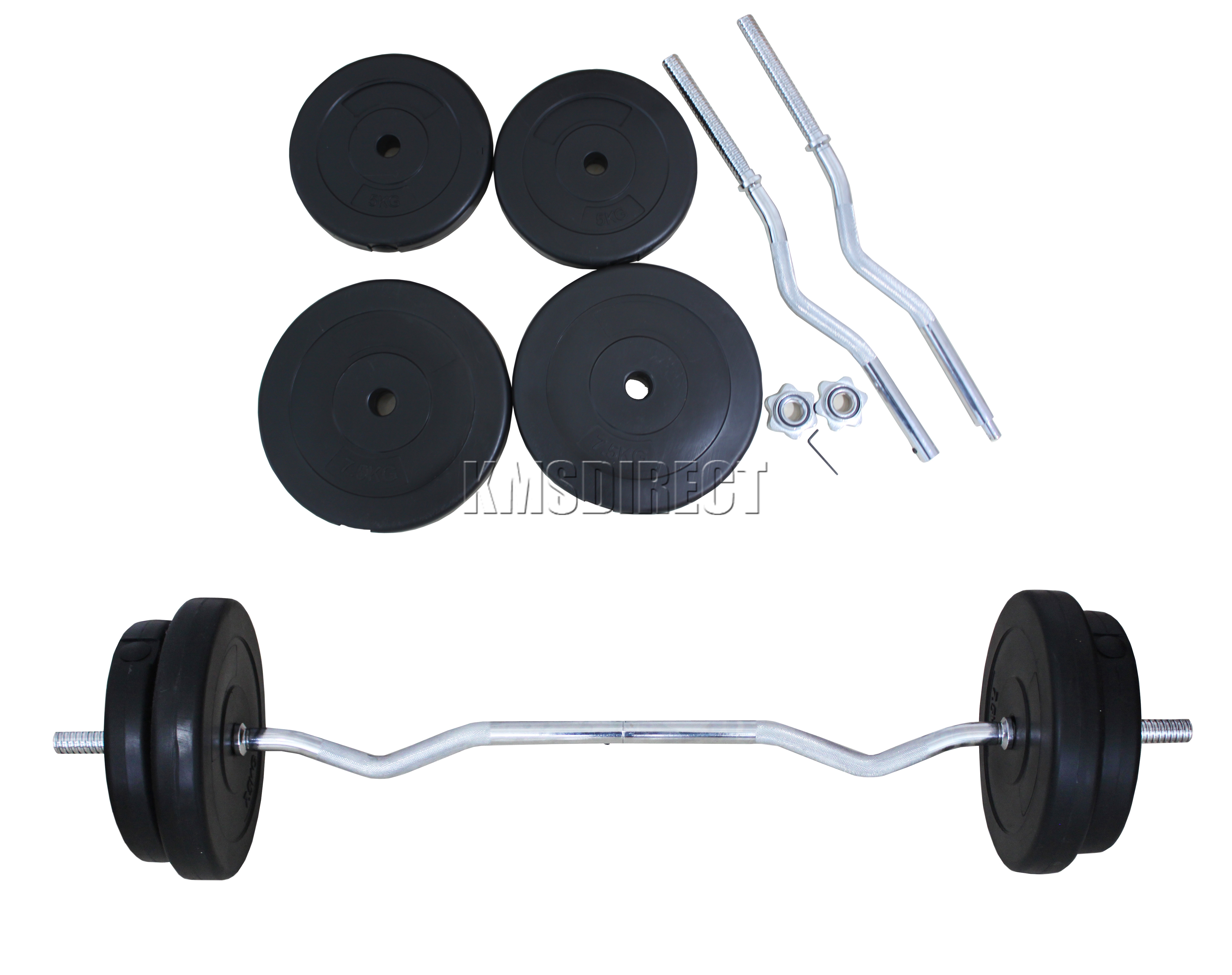 FoxHunter Curl Bar Barbell Set Weight Lifting Gym Triceps Arm Workout