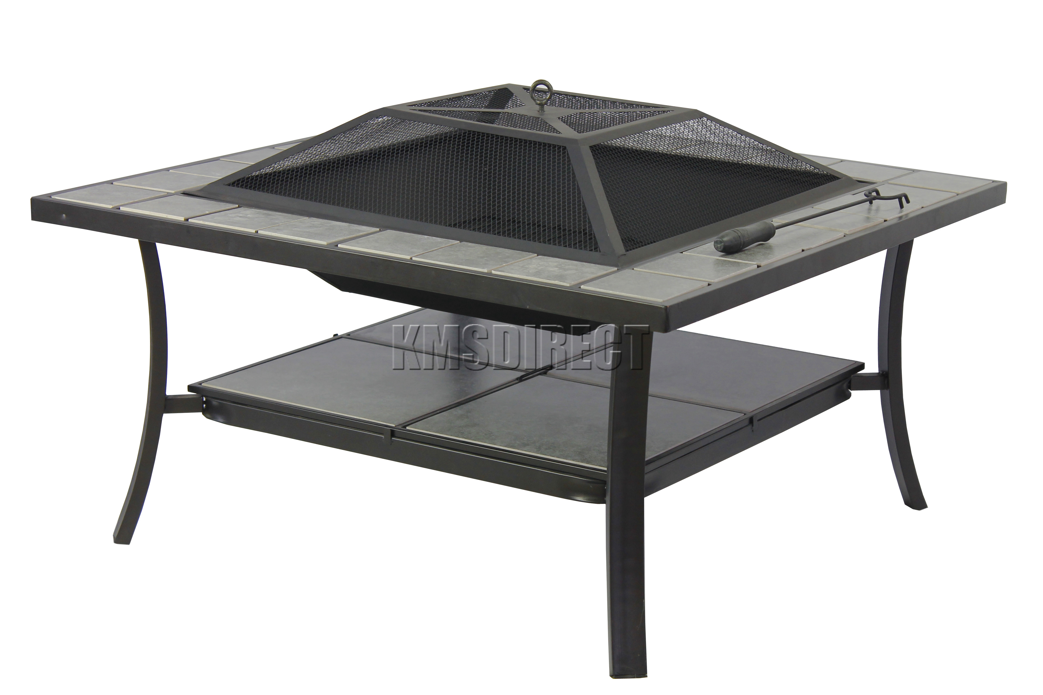 FoxHunter Garden Steel Fire Pit Firepit Brazier Square Patio Heater