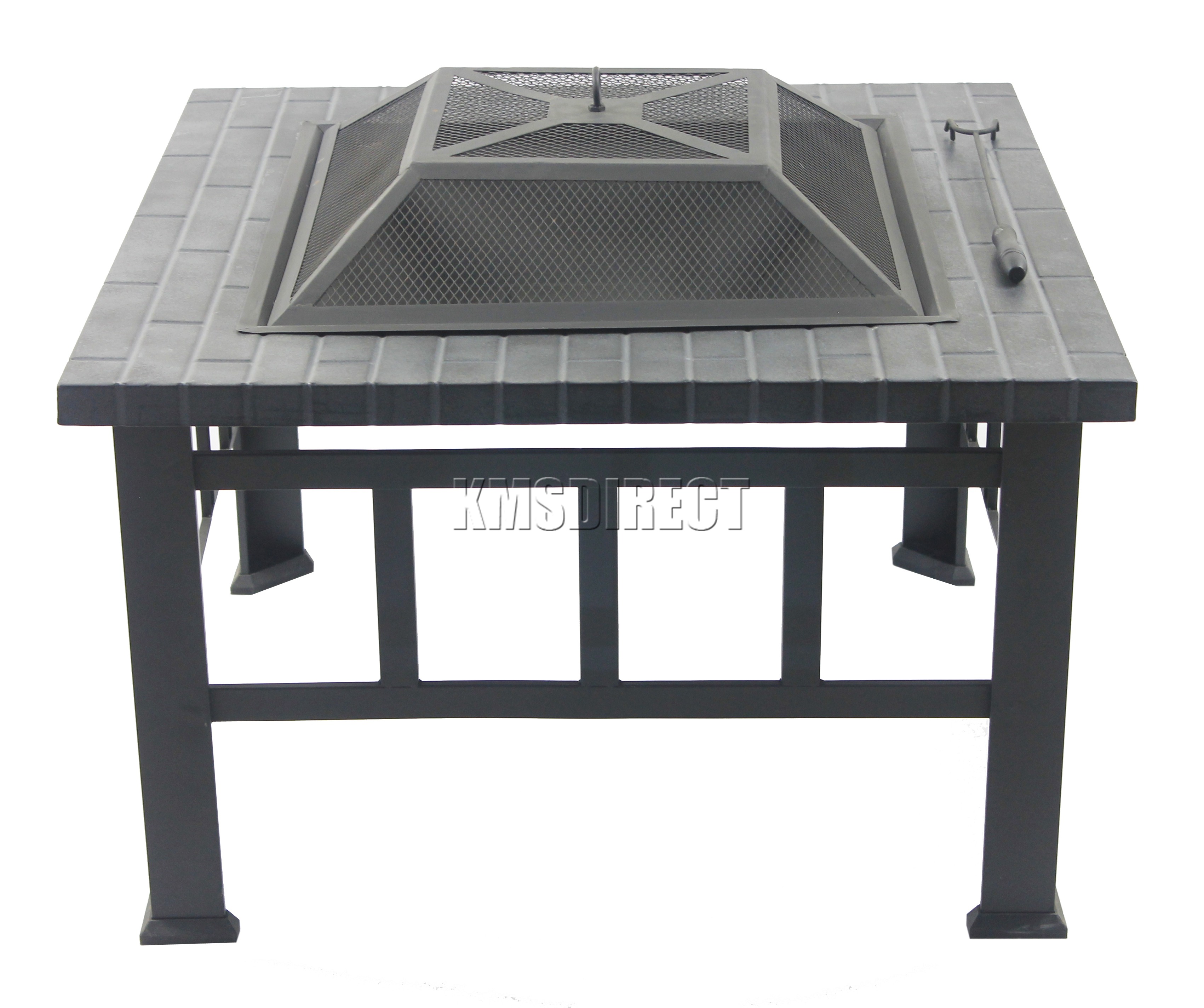 FoxHunter Garden Steel Fire Pit Firepit Brazier Square Patio Heater Stove BBQ eBay