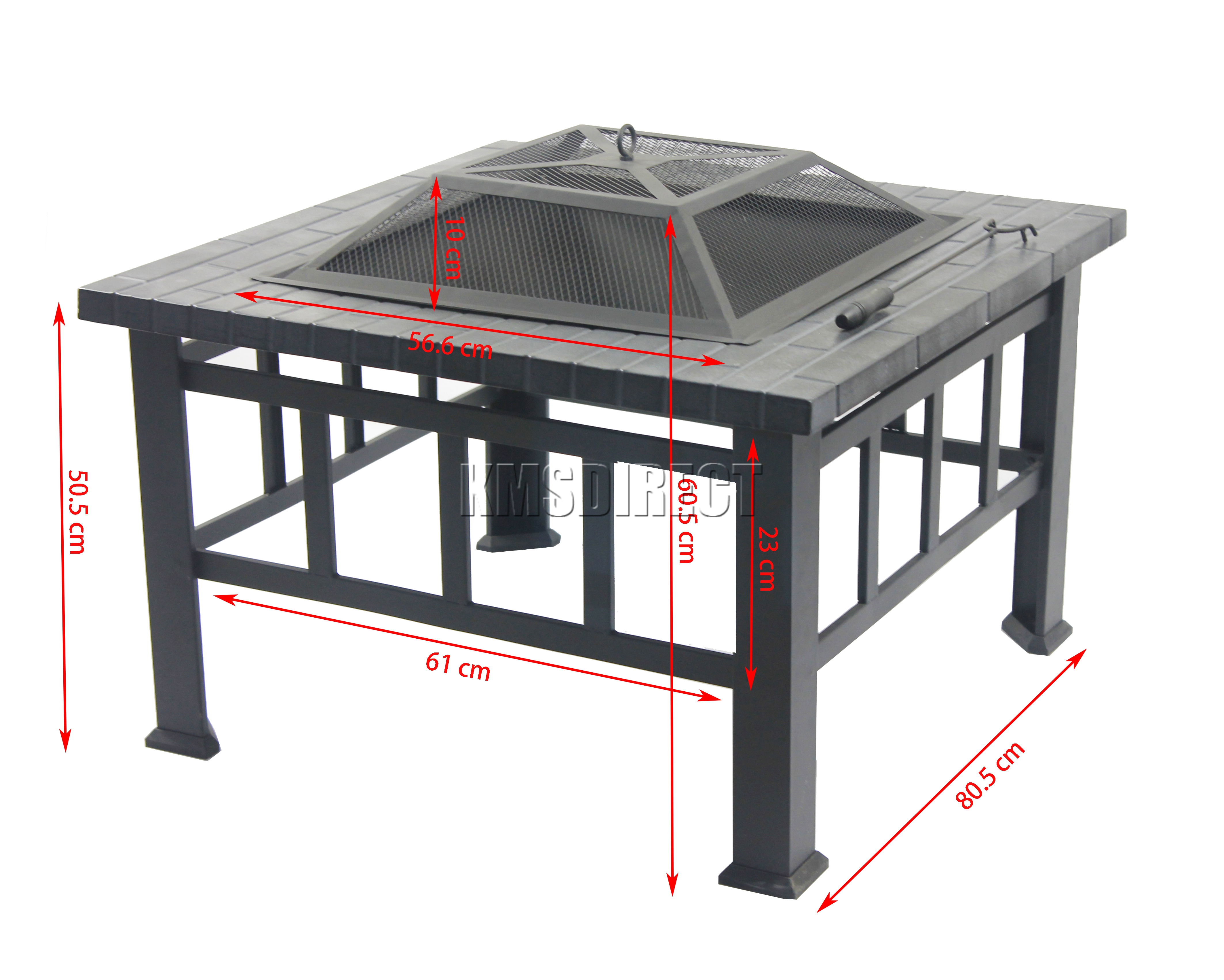 FoxHunter Garden Steel Fire Pit Firepit Brazier Square Patio Heater Stove BBQ eBay