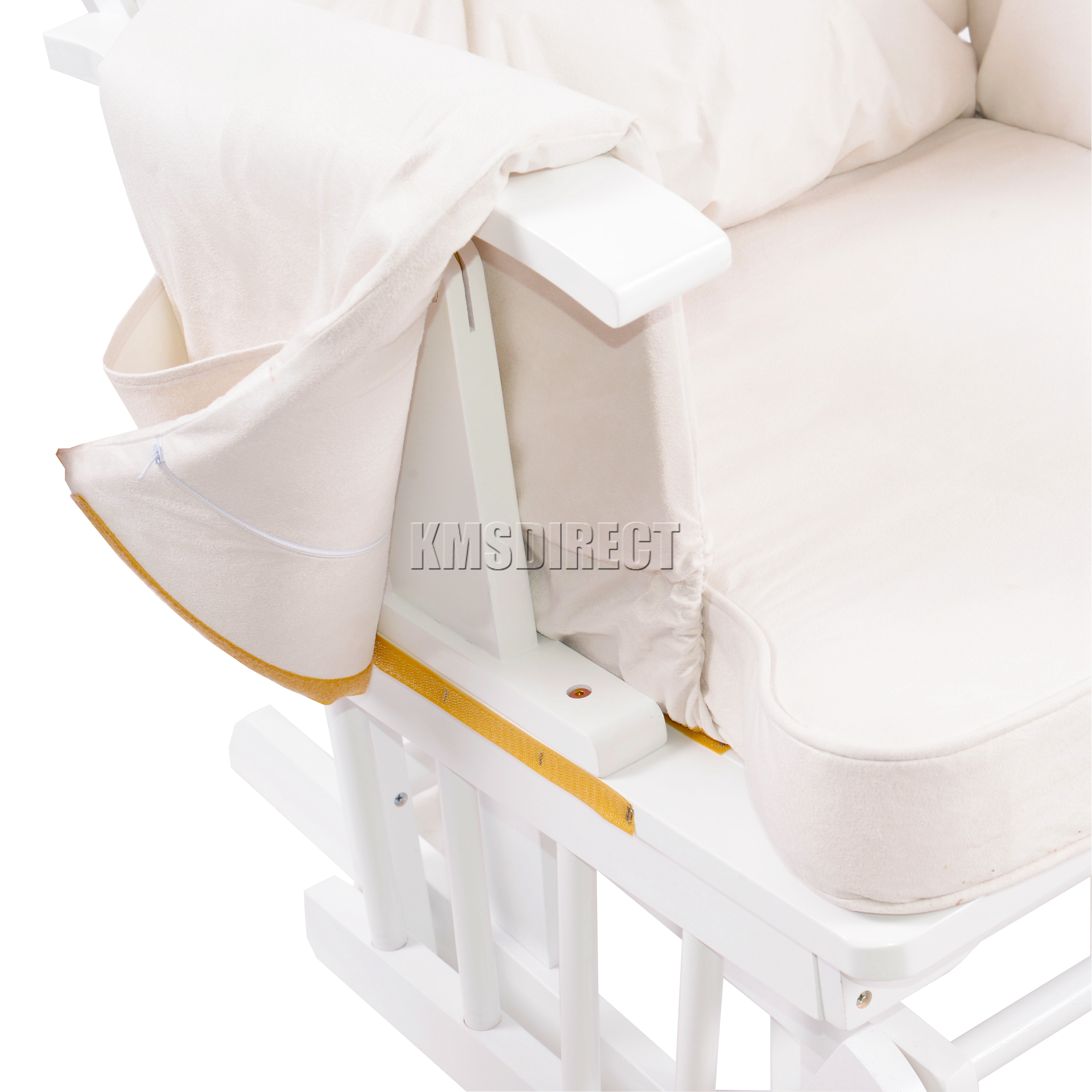 FoxHunter Nursing Glider Maternity Rocking Chair With Stool White Frame