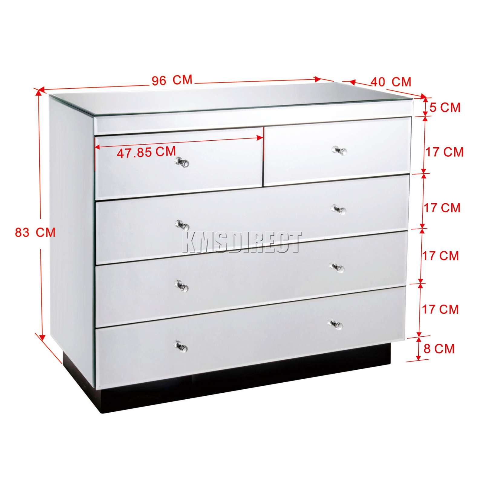 Foxhunter verspiegelt Möbel Glas mit Schublade Truhe Schrank Tisch