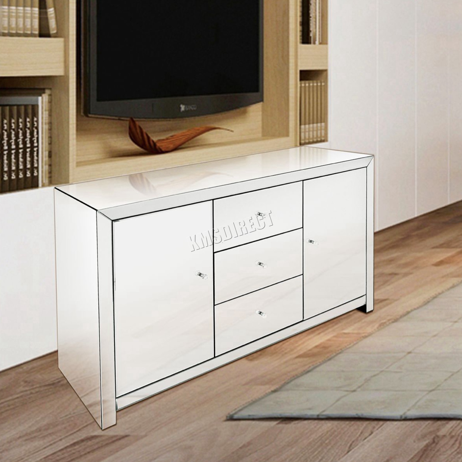 Foxhunter verspiegelt Möbel Glas mit Schublade Truhe Schrank Tisch