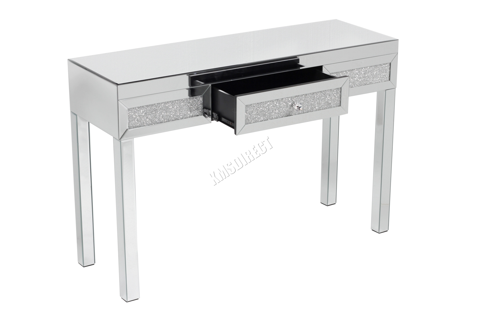WestWood Mirrored Furniture Glass Dressing Table With Drawer Console