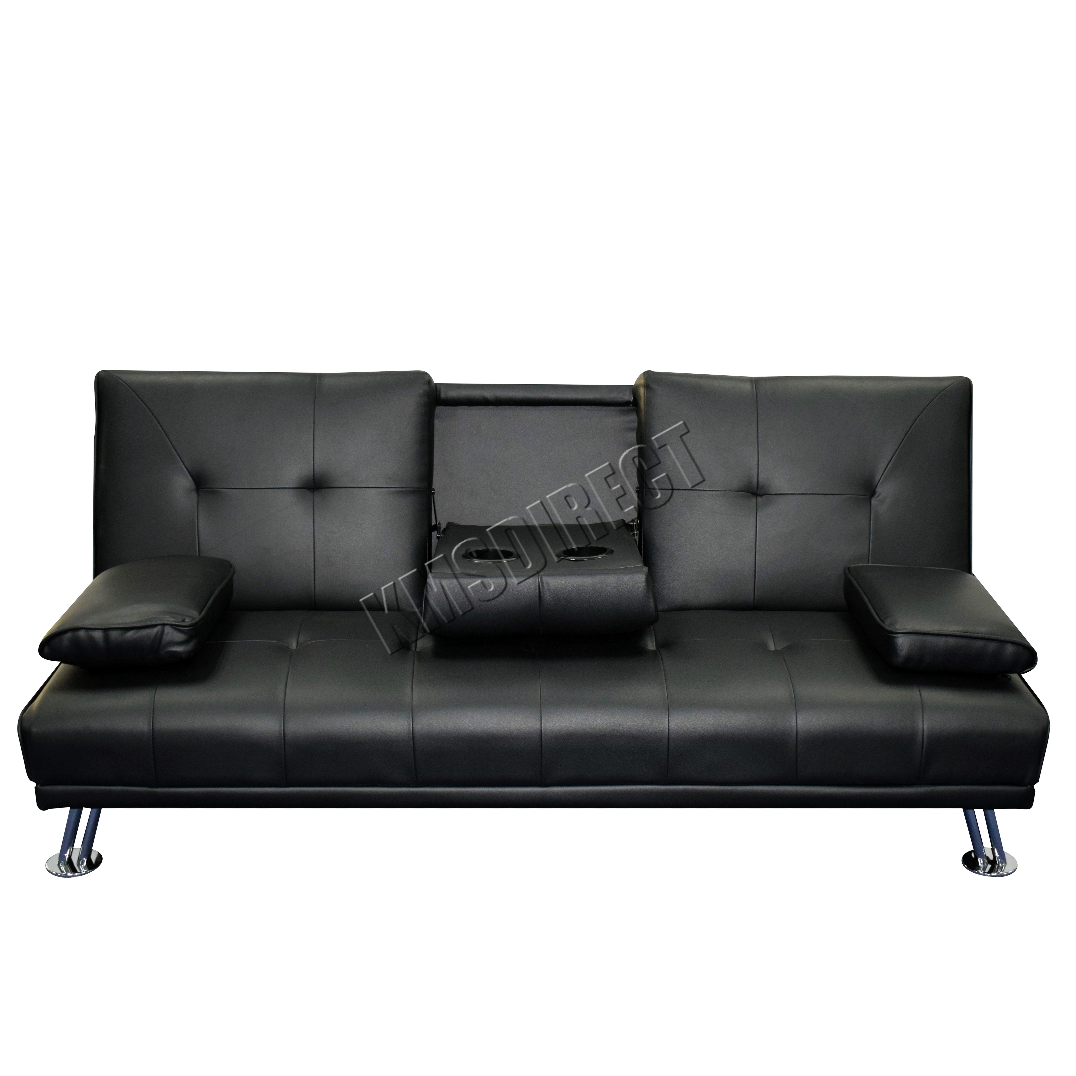 Details About Cosmetic Damaged Faux Leather Manhattan Sofa Bed Recliner 3 Seater Modern Black