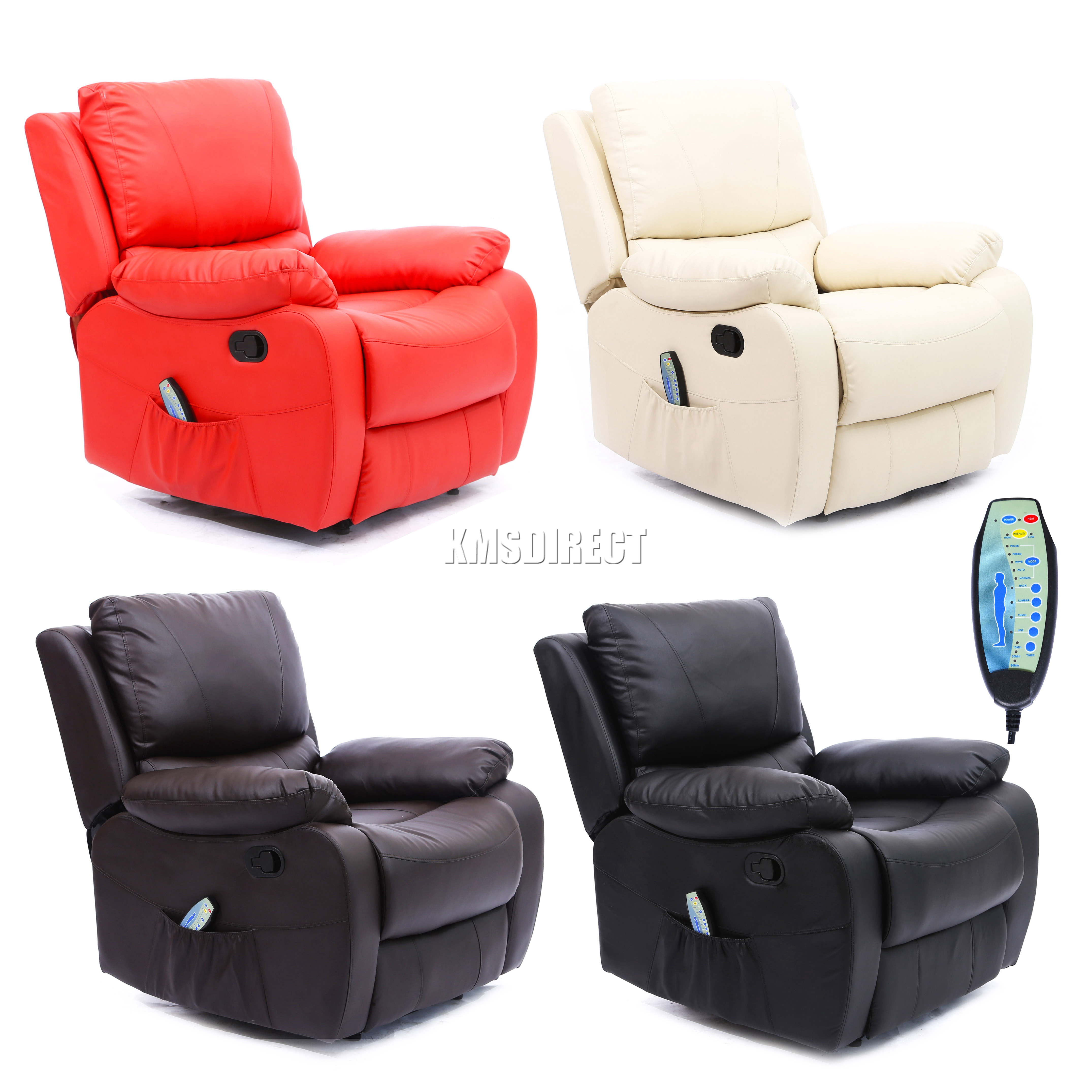 Sentinel FoxHunter Leather Massage Cinema Recliner Chair Sofa Armchair Heating MLS-06 New