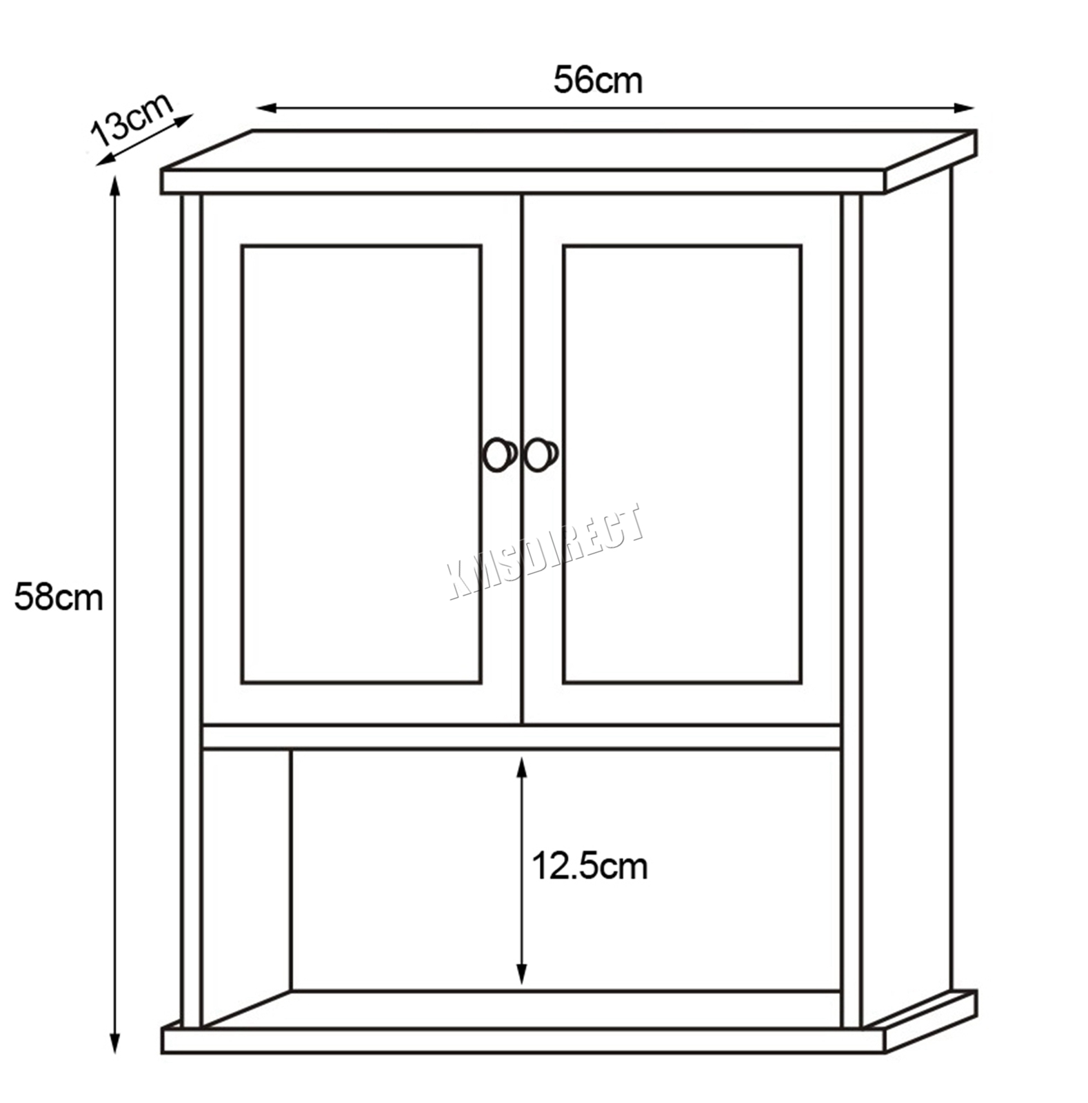 WestWood Wall Mount Mirror Bathroom Unit Storage Cupboard With