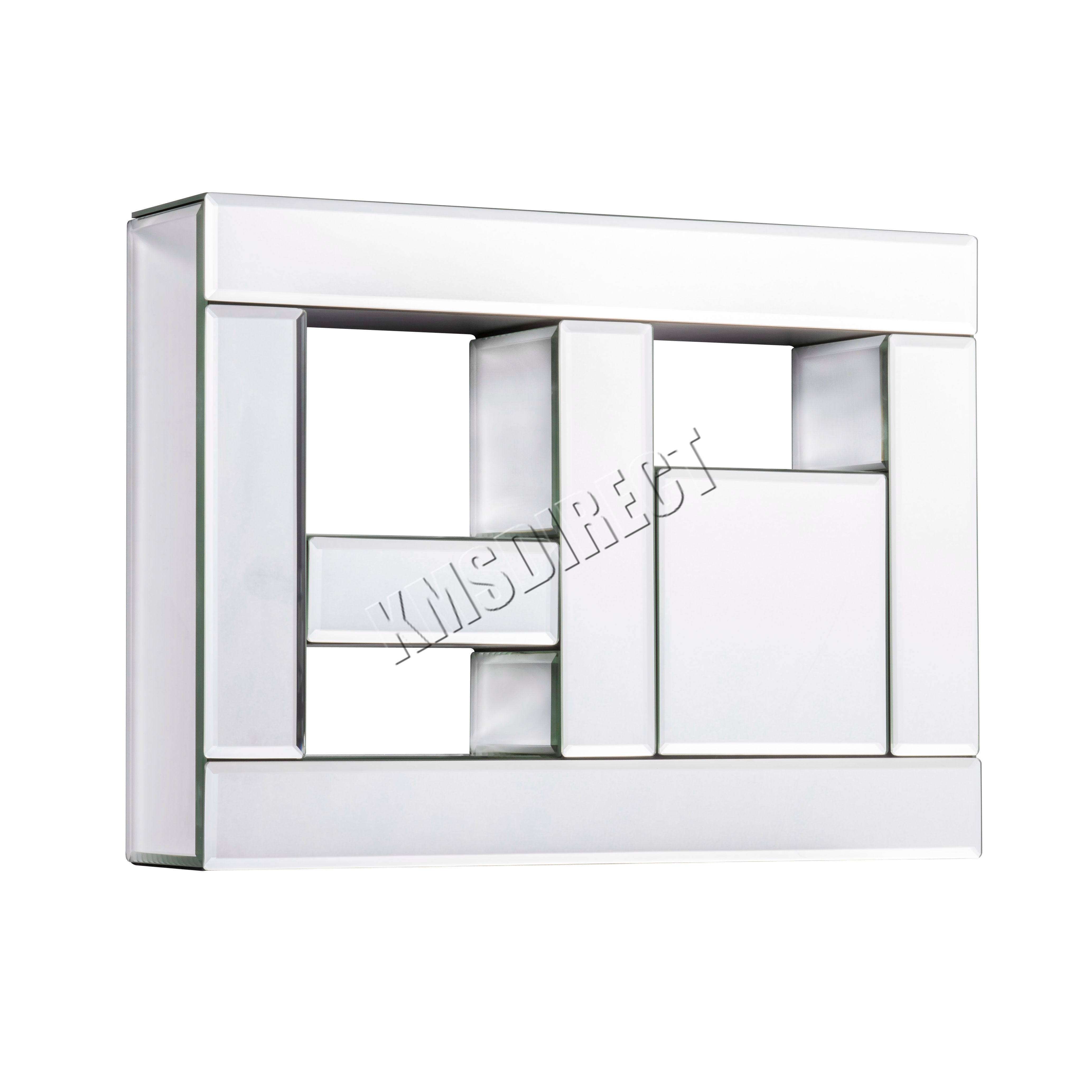 WestWood Bevelled Mirrored Furniture Glass Floating Shelves Set Wall
