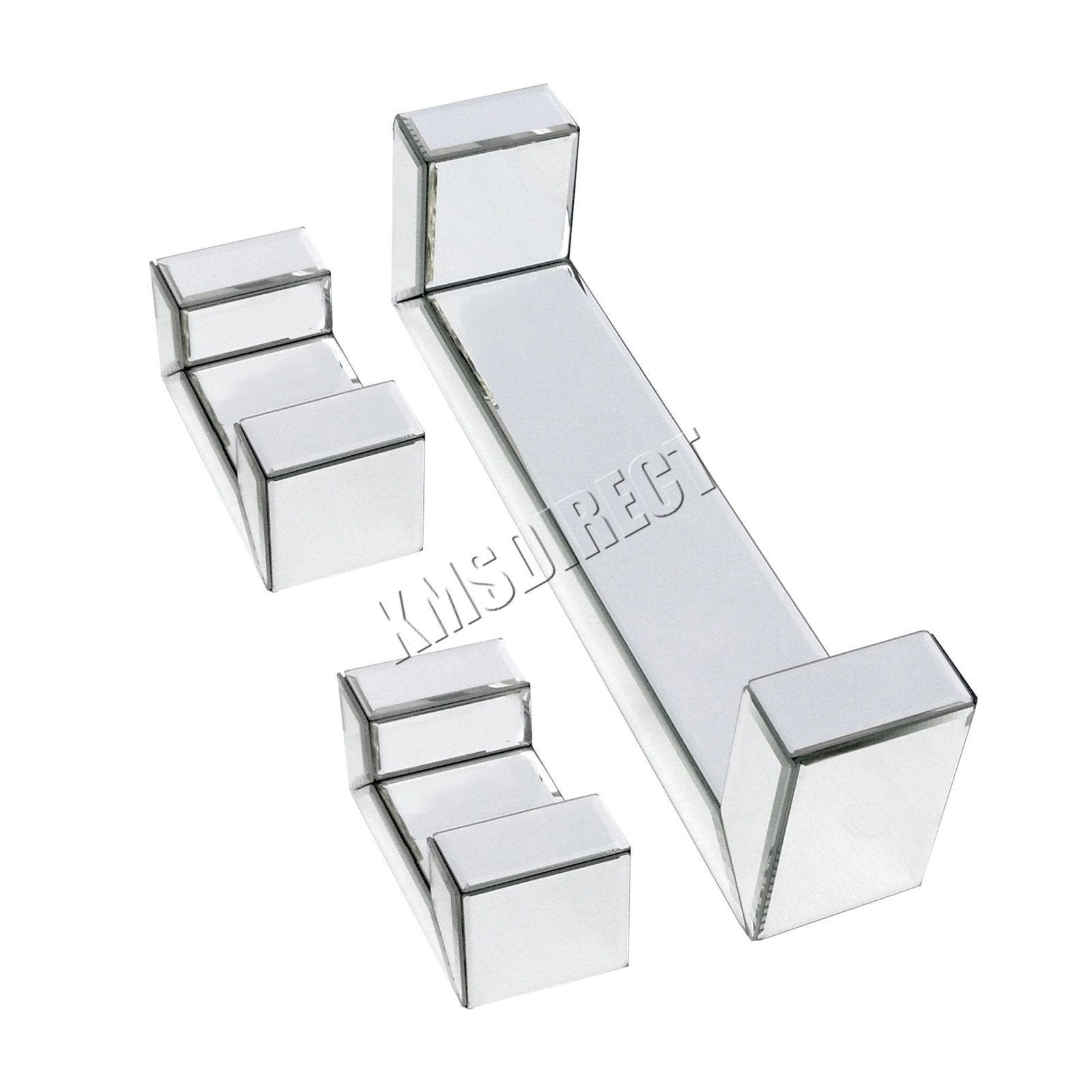 WestWood Bevelled Mirrored Furniture Glass Floating Shelves Set Wall