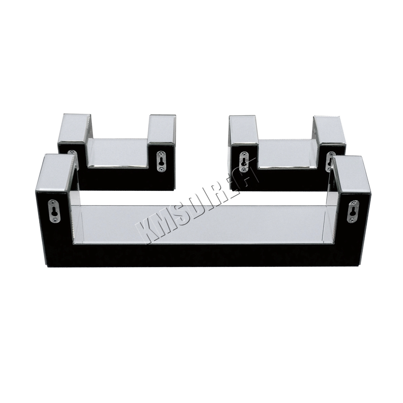 WestWood Bevelled Mirrored Furniture Glass Floating Shelves Set Wall