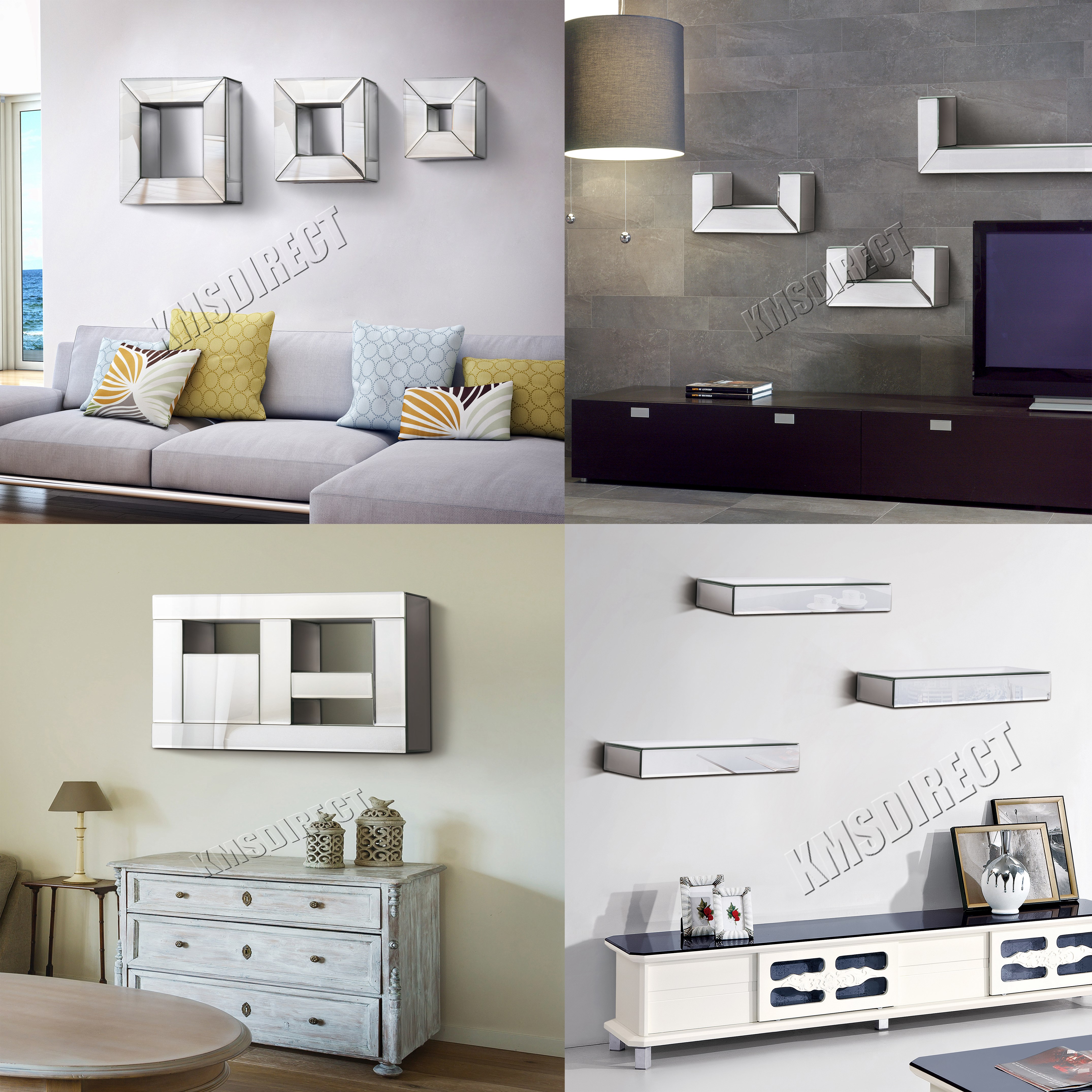 Westwood Bevelled Mirrored Furniture Glass Floating Shelves Set Wall Sentinel Westwood Bevelled Mirrored Furniture Glass Floating Shelves Set Wall Storage