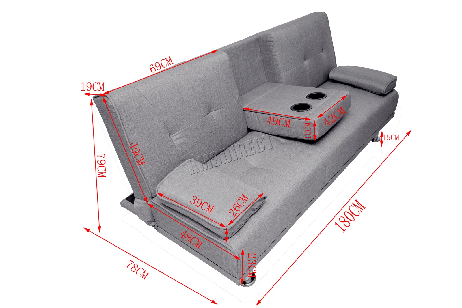 WestWood Fabric Manhattan Sofa Bed Recliner 3 Seater Modern Luxury