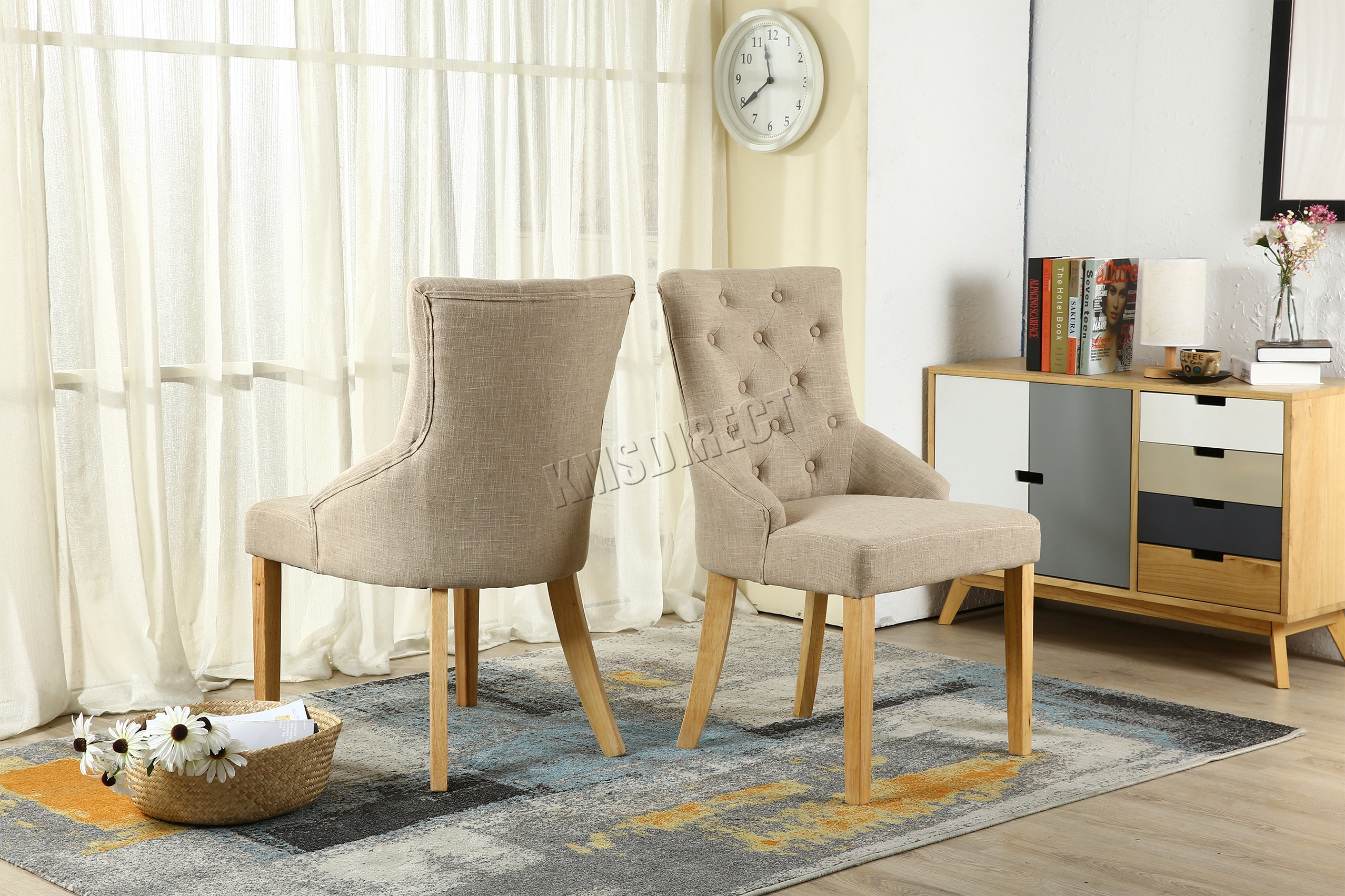 cream fabric dining room chair