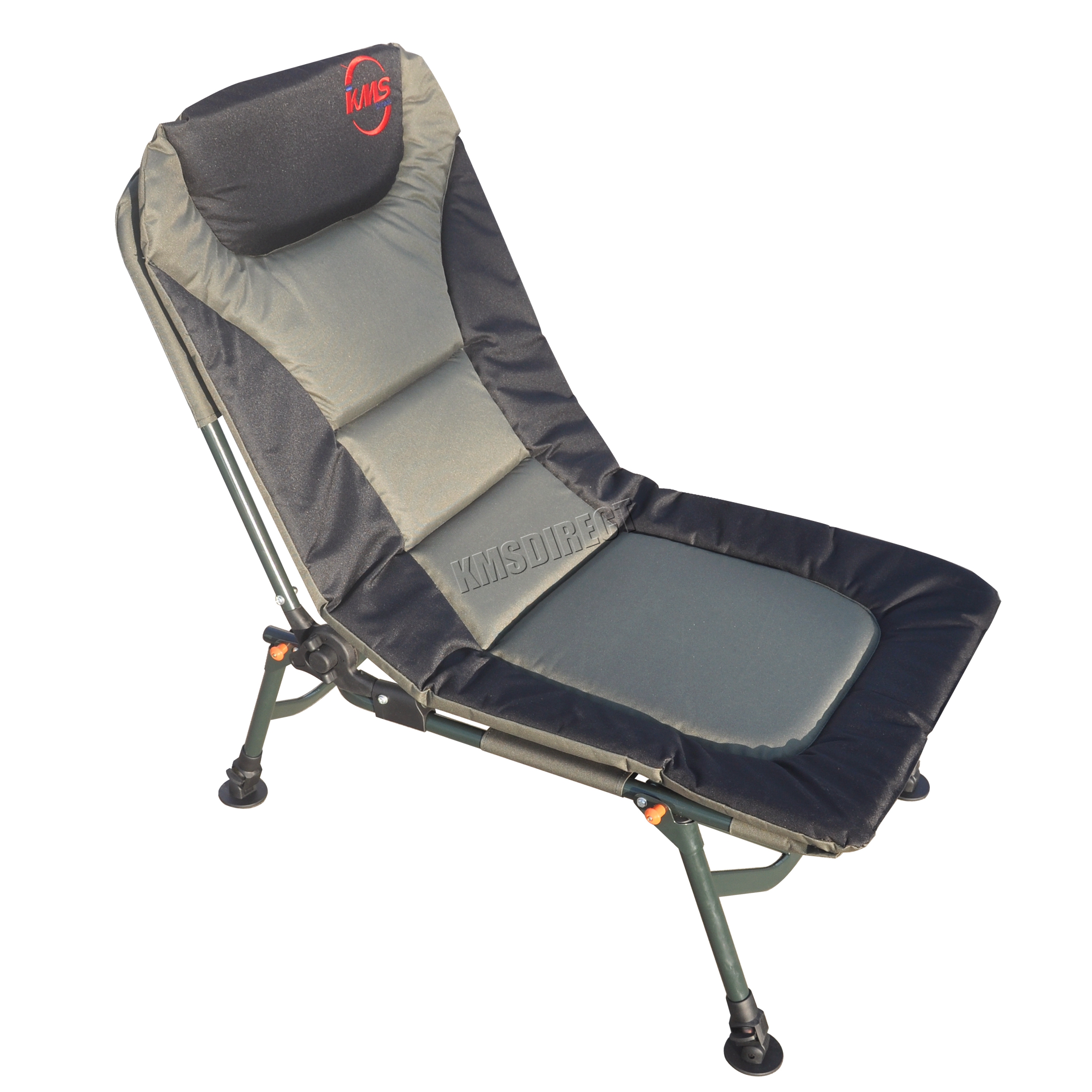 Dark Green Portable Folding Fishing Chair Camping Recliner 4 Adjustable
