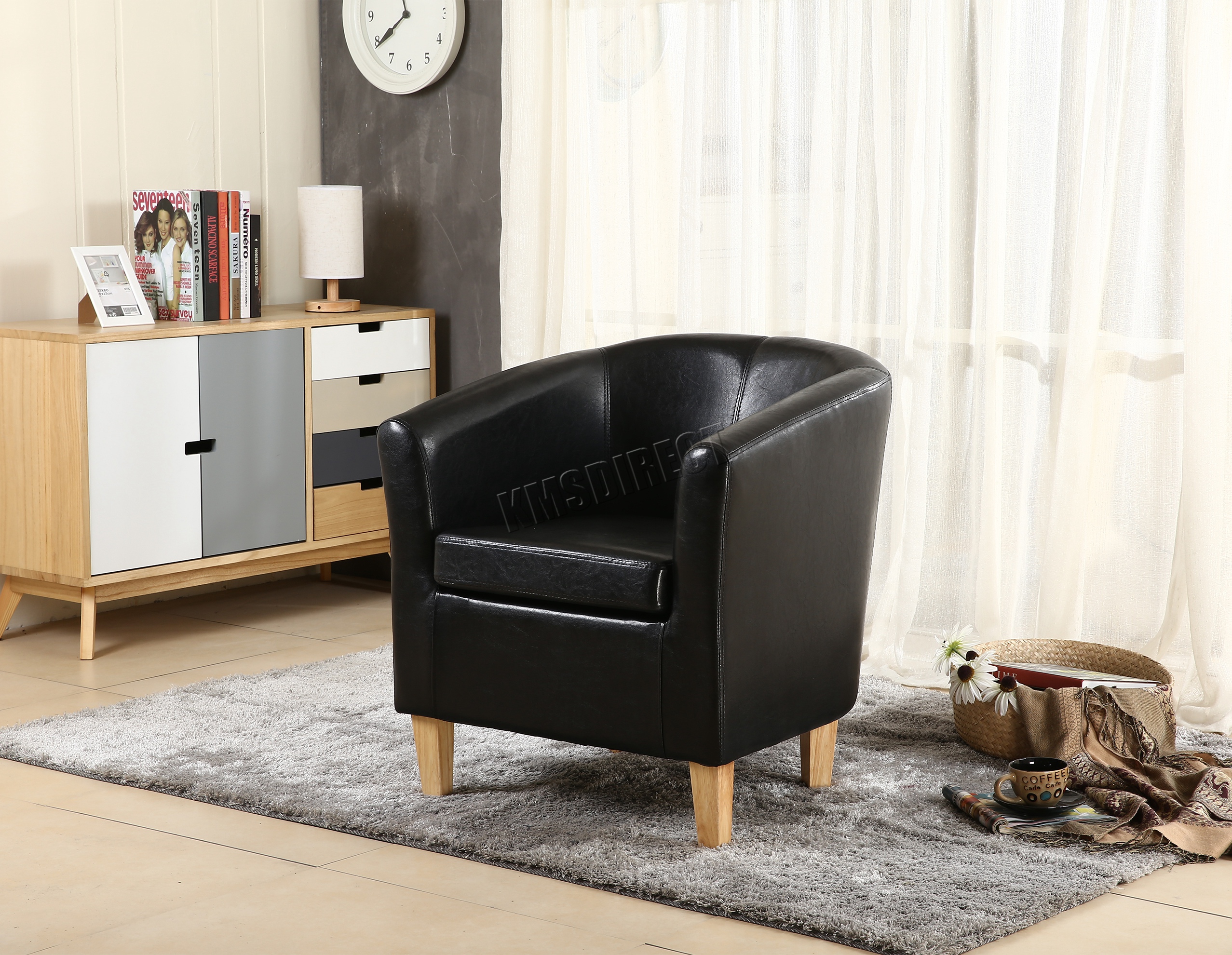 Foxhunter Black Faux Leather Tub Chair Armchair Dining Room Lounge Sentinel Foxhunter Black Faux Leather Tub Chair Armchair Dining Room Lounge Furniture New