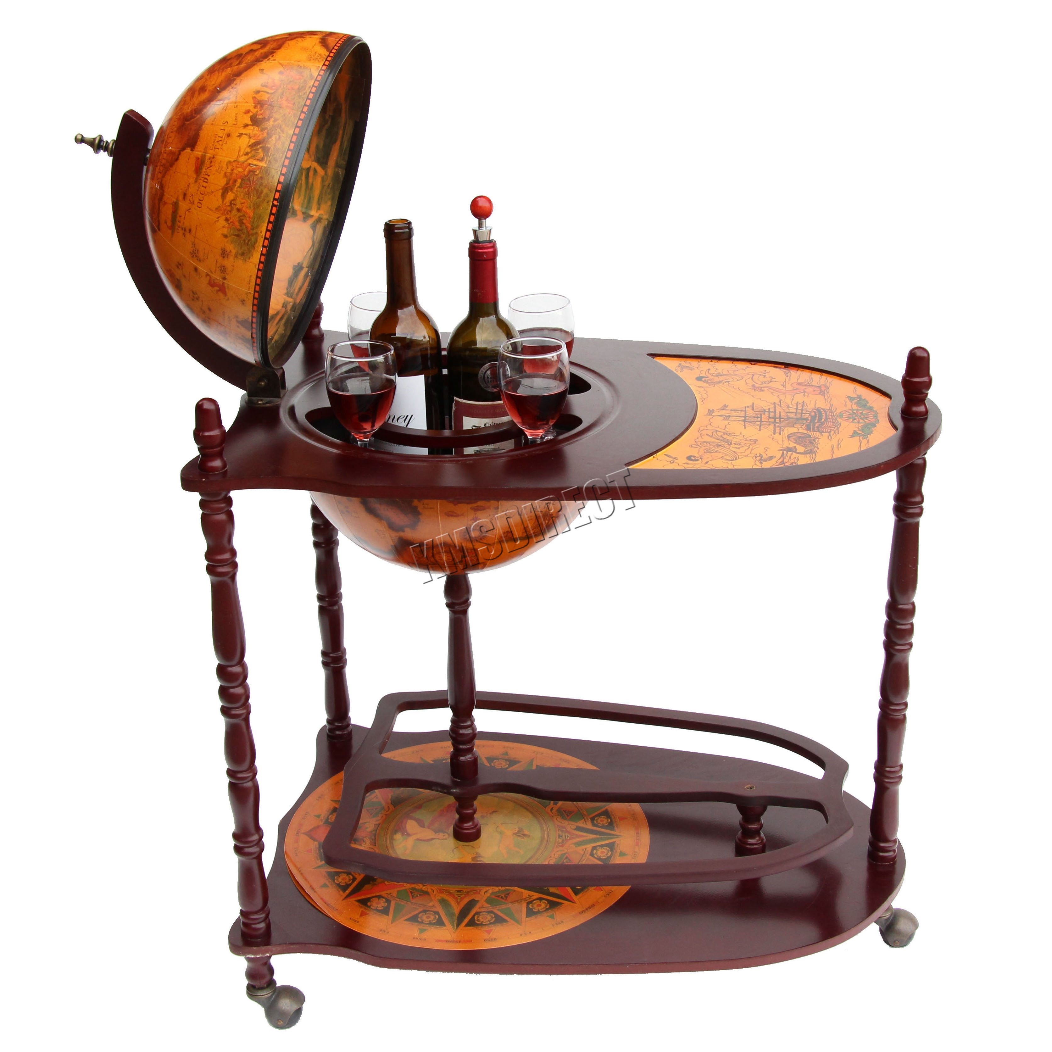 Westwood Globe Shaped Mini Bar Trolley With Table Drinks Cabinet Sentinel Westwood Globe Shaped Mini Bar Trolley With Table Drinks Cabinet Bottles 330mm