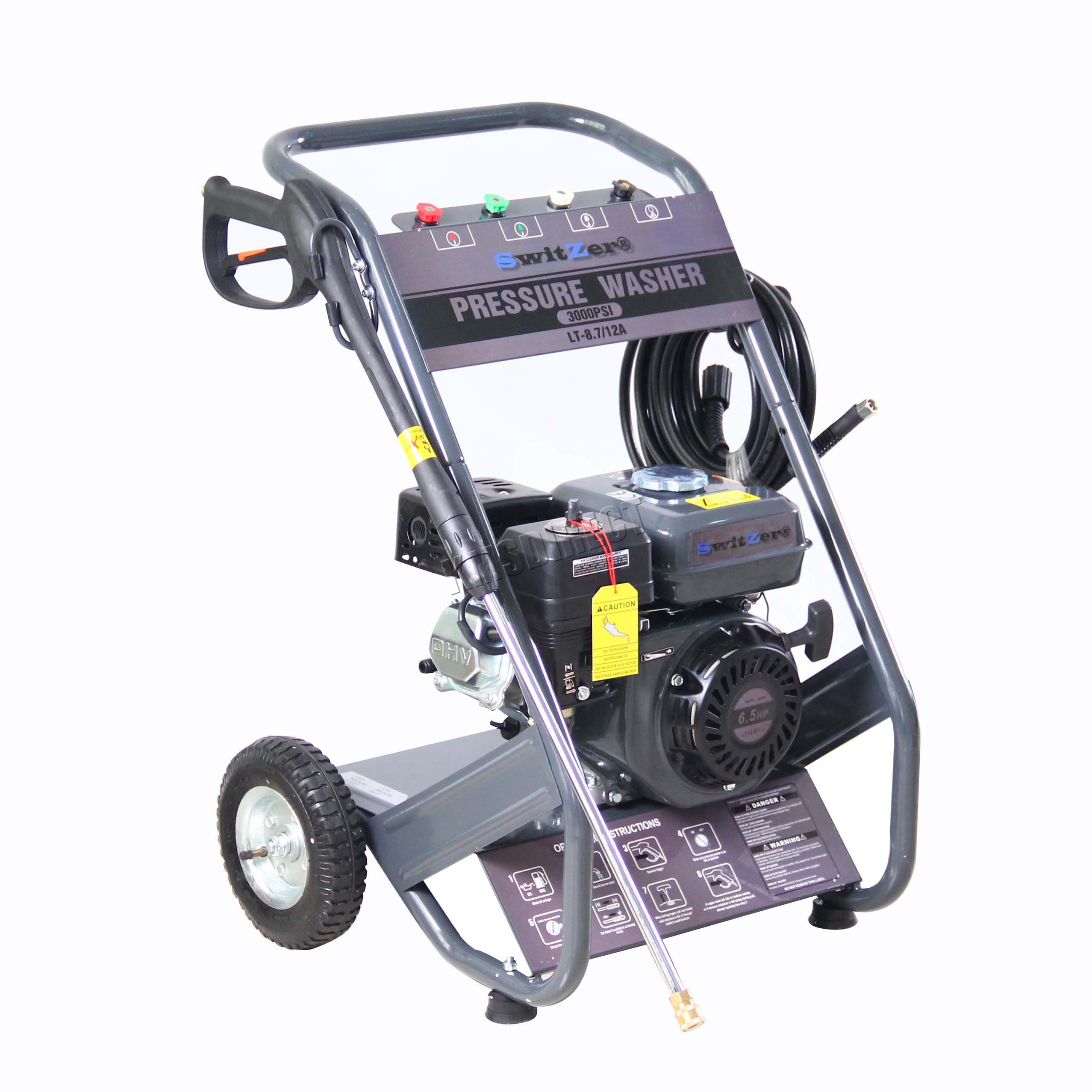 SwitZer Petrol Power Pressure Jet Washer 3000PSI 6.5HP Engine Gun Hose
