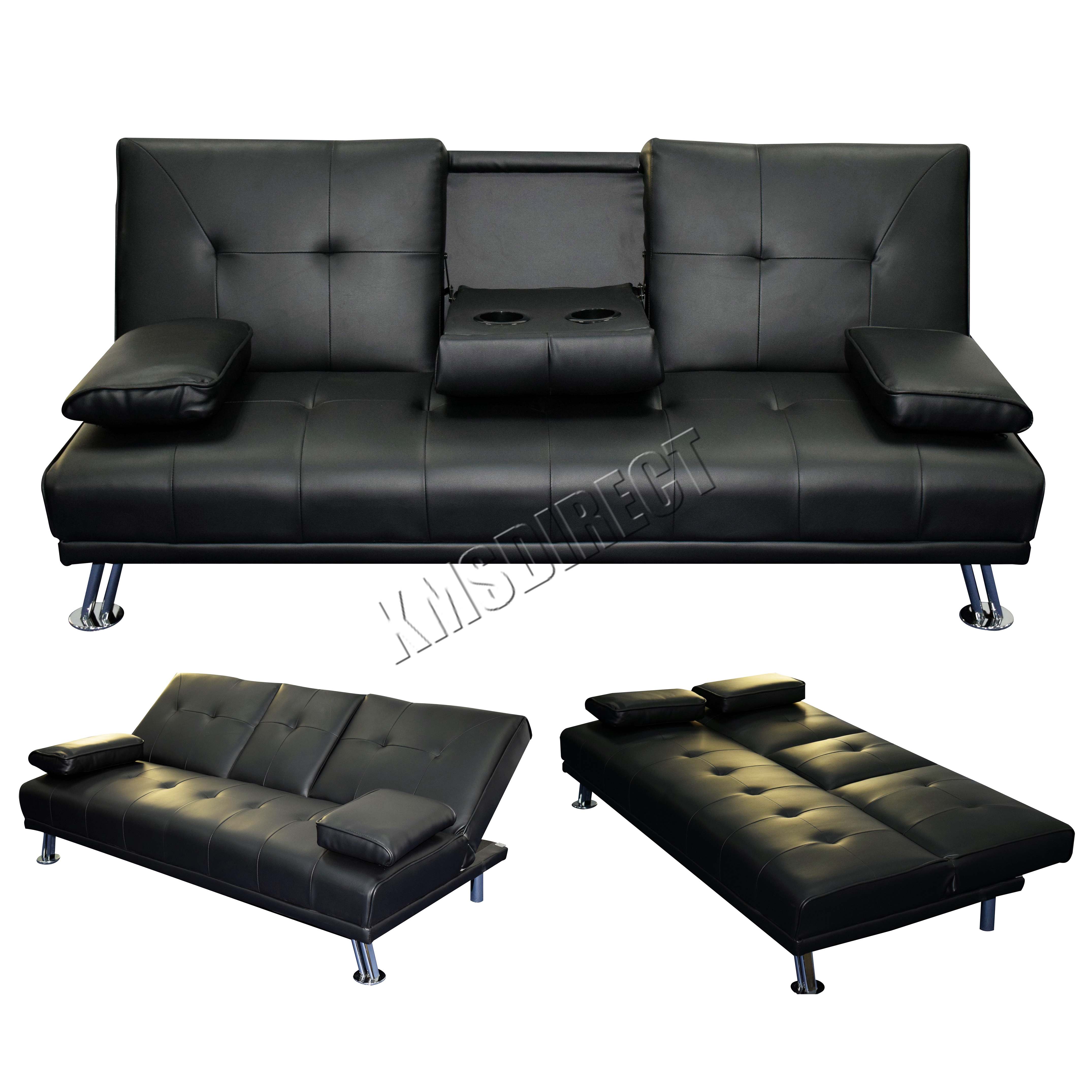 Faux Leather Manhattan Sofa Bed Recliner 3 Seater Modern Luxury Sentinel Faux Leather Manhattan Sofa Bed Recliner 3 Seater Modern Luxury Design Black New