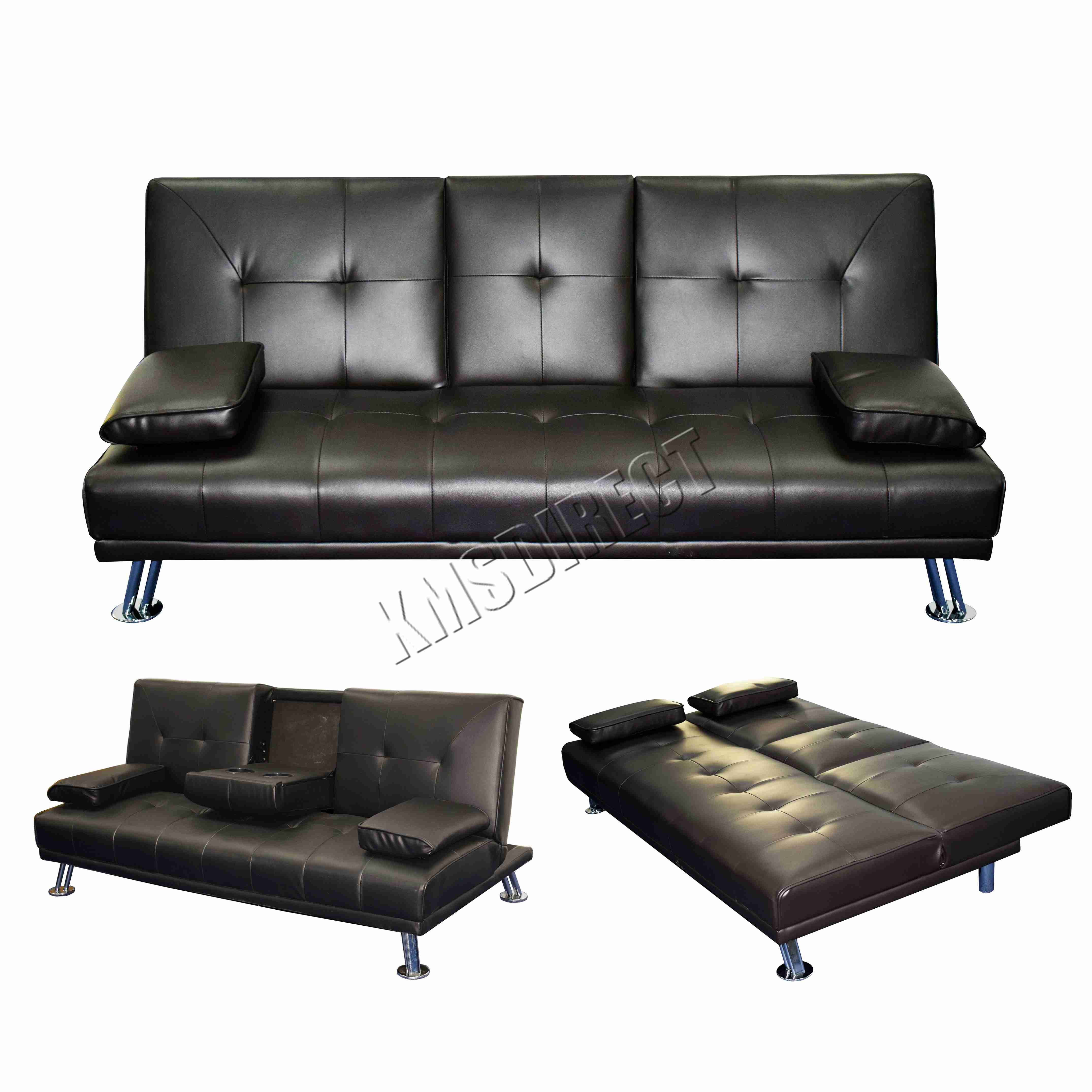 Details About Faux Leather Manhattan Sofa Bed Recliner 3 Seater Modern Luxury Design Brown New