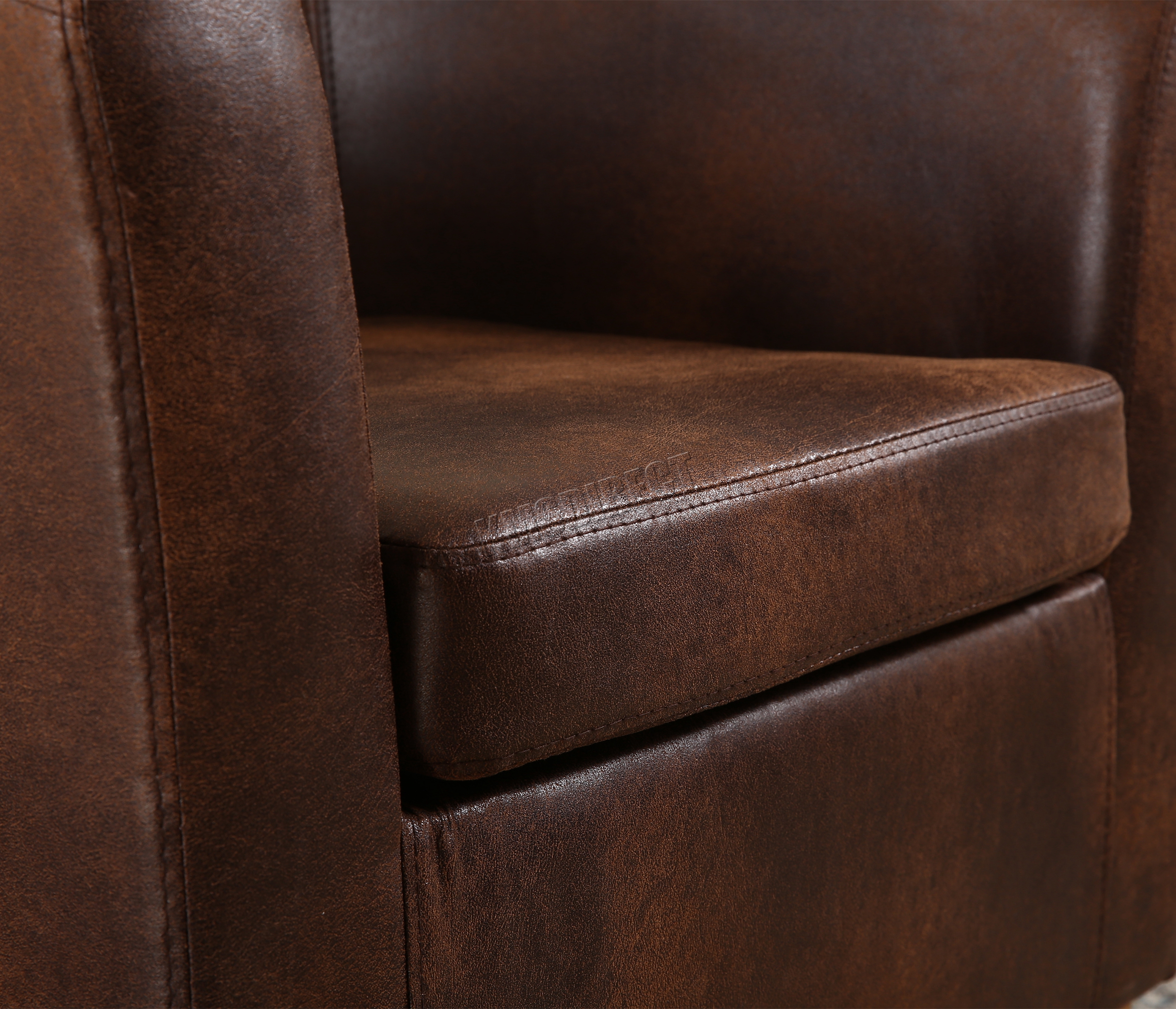 WestWood Vintage Brown Faux Leather Tub Chair Armchair Dining Room