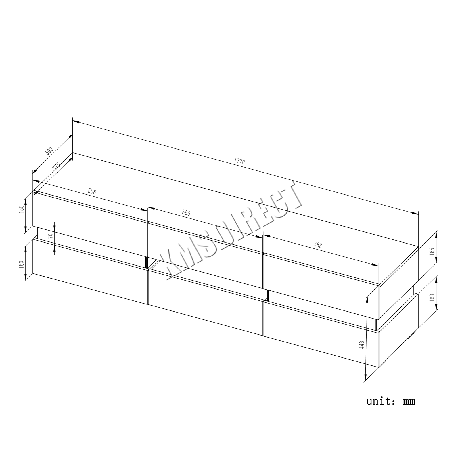 Westwood Modern LED TV Unit Stand High Gloss Doors Matte