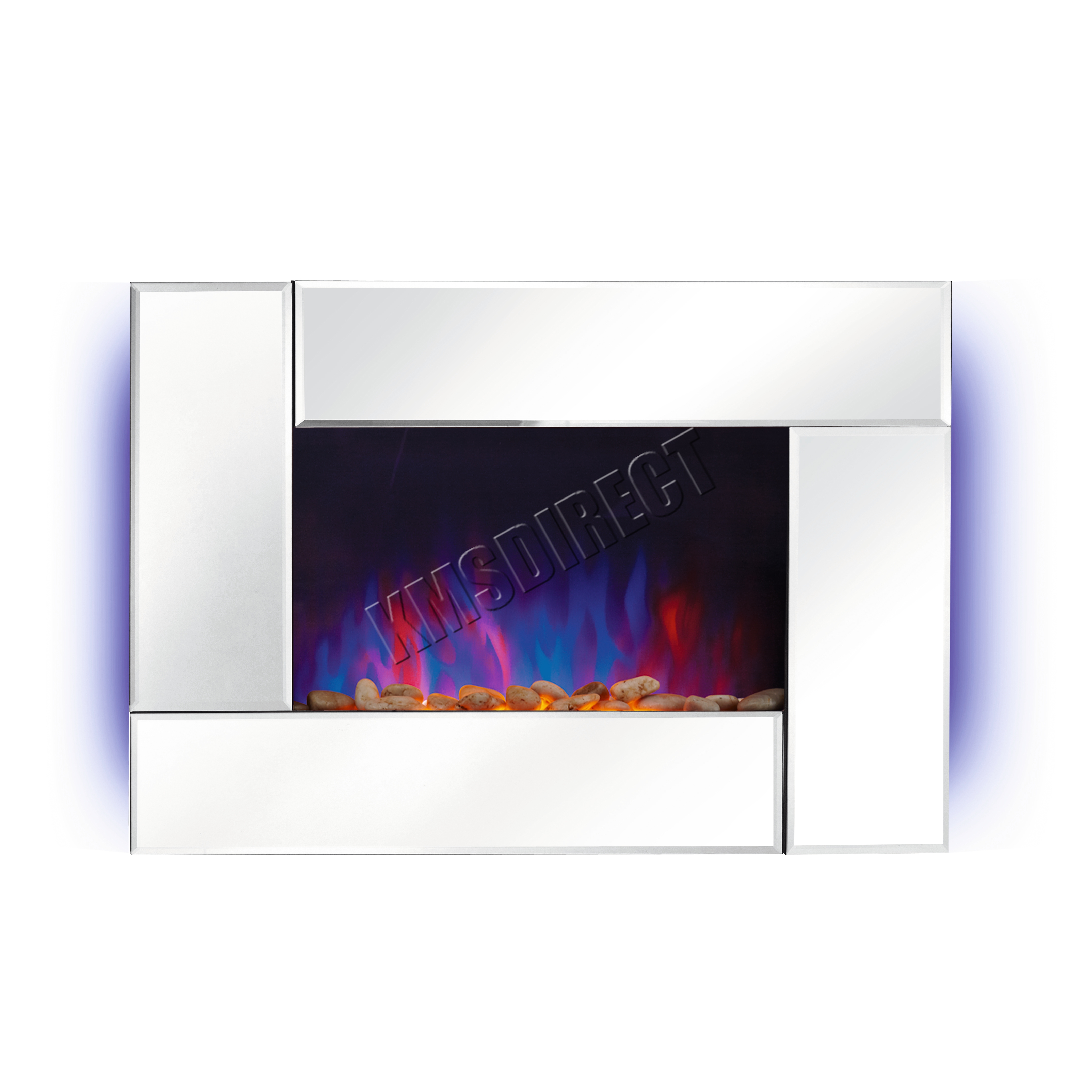 Wall Mounted Electric Fireplace Glass Heater Fire Remote Control LED Backlit New - Picture 36 of 43