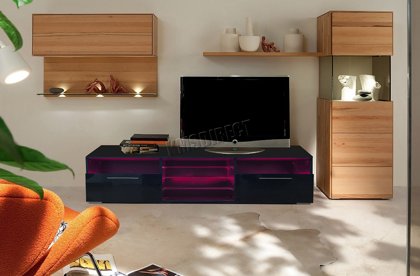 WESTWOOD MODERNE DEL Meuble TV Stand Armoire brillant portes MAT