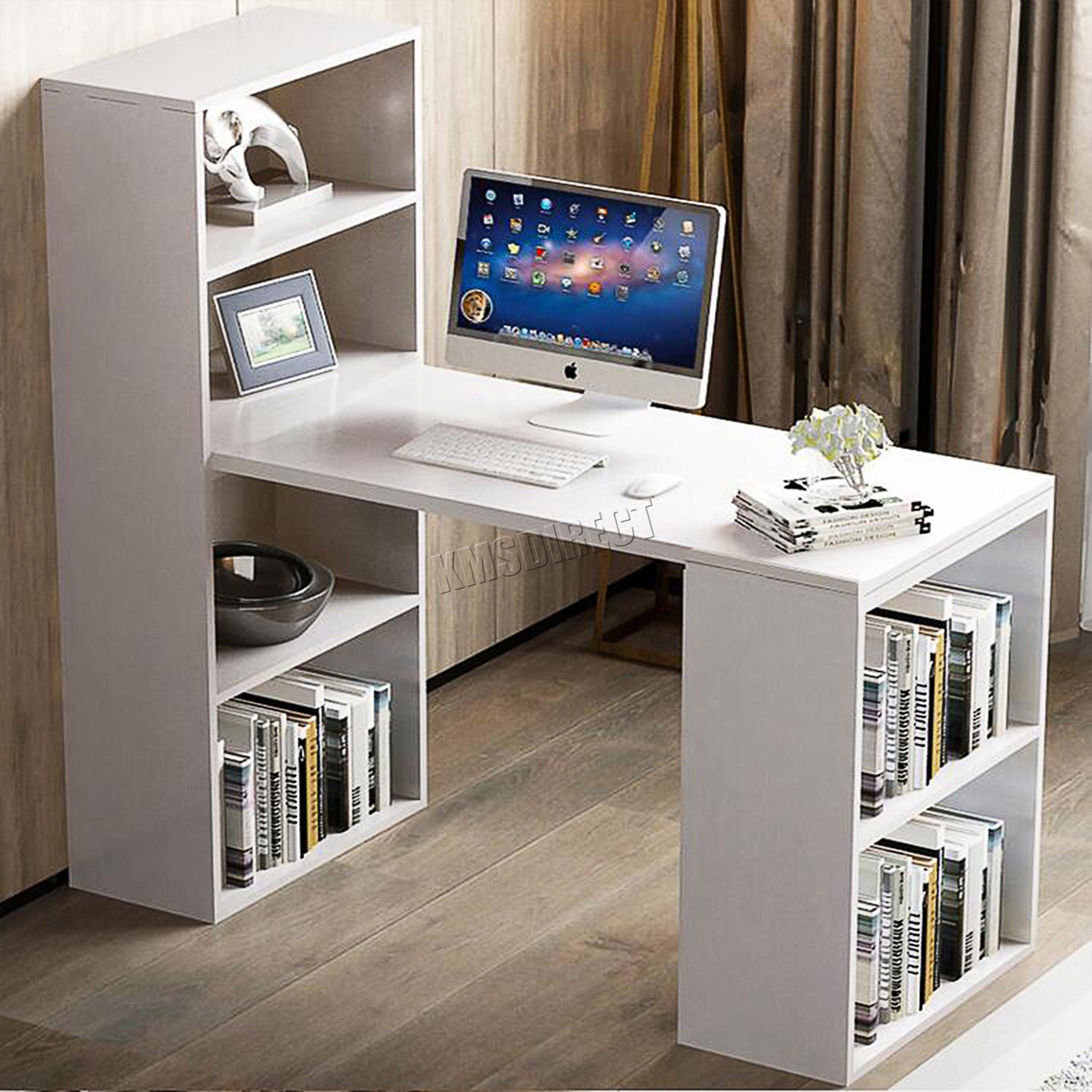 FoxHunter Multifunction Computer Desk 2 Large Shelves Home Office CD08