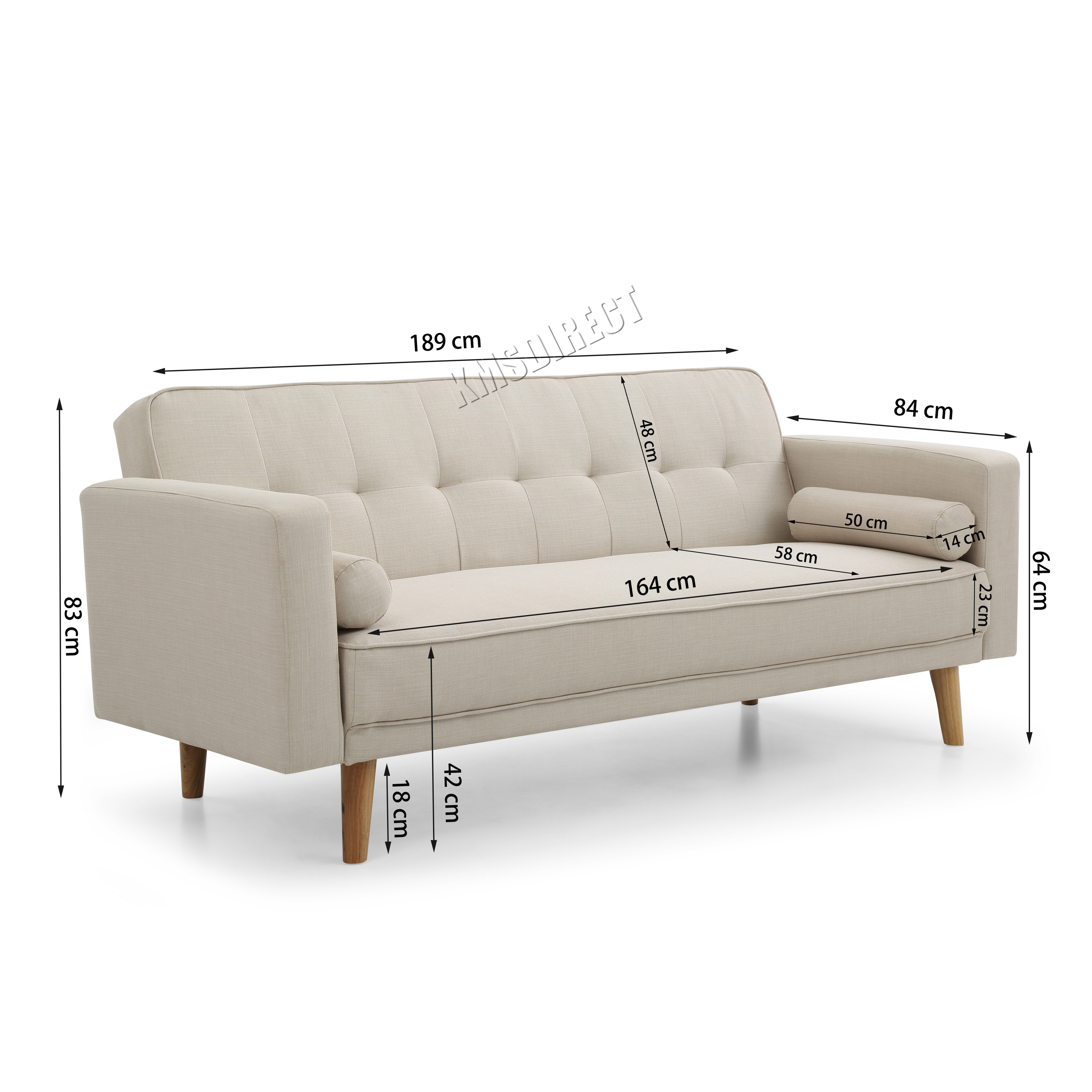 Details About Westwood Fabric Sofa Bed 3 Seater Couch Luxury Home Furniture Beige Fsb04 New