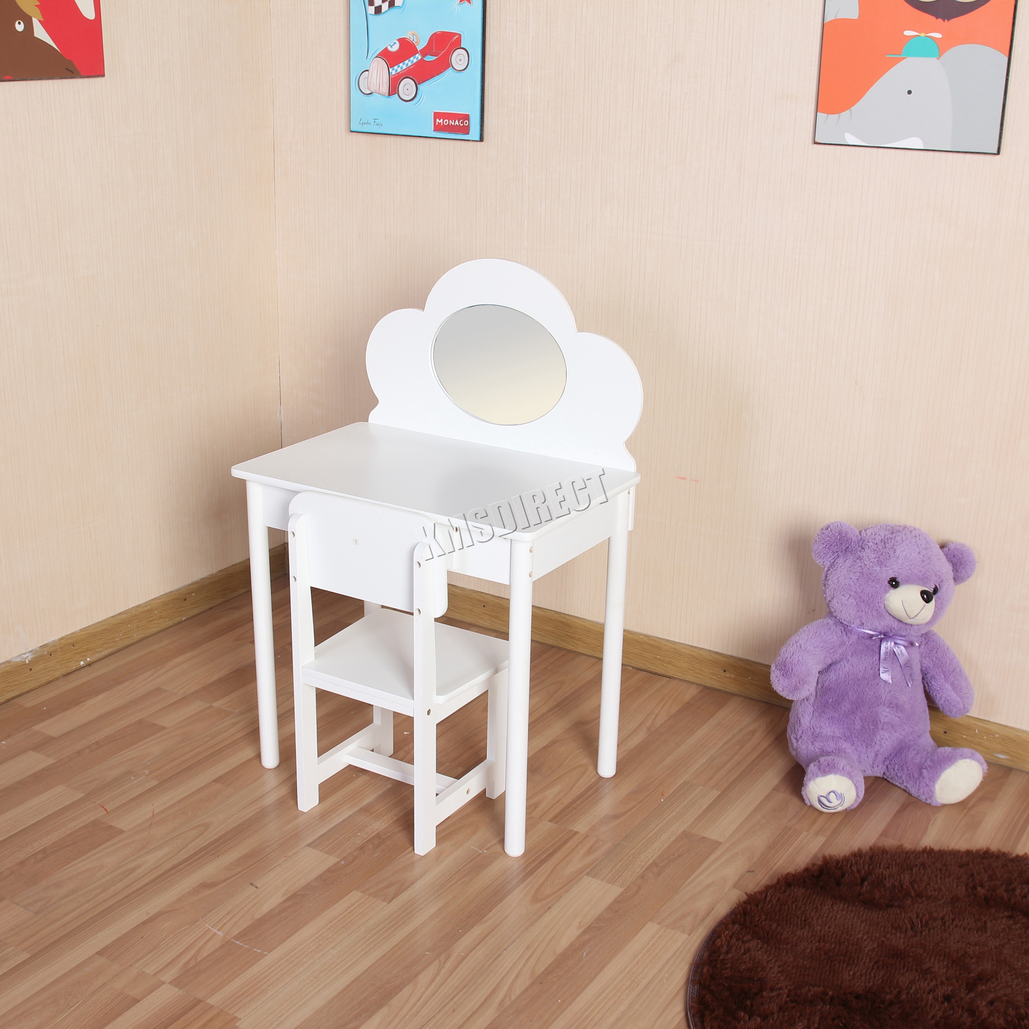 Foxhunter Kids Girls Dressing Table Chair Set Makeup Vanity Mirror Foxhunter Kids Girls Dressing Table Chair Set Makeup