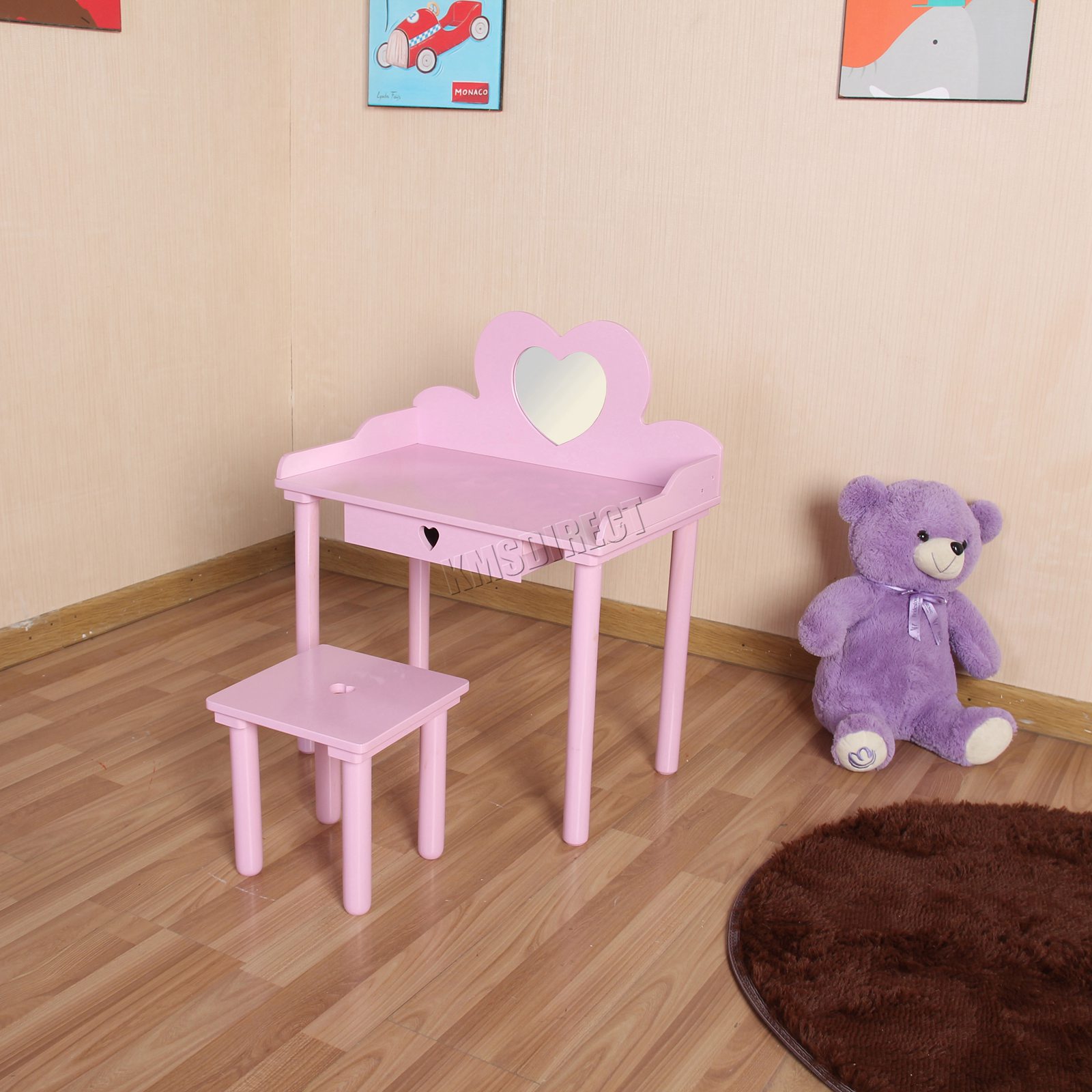 FoxHunter Children’s Dressing Table With Mirror Girls Kids Makeup